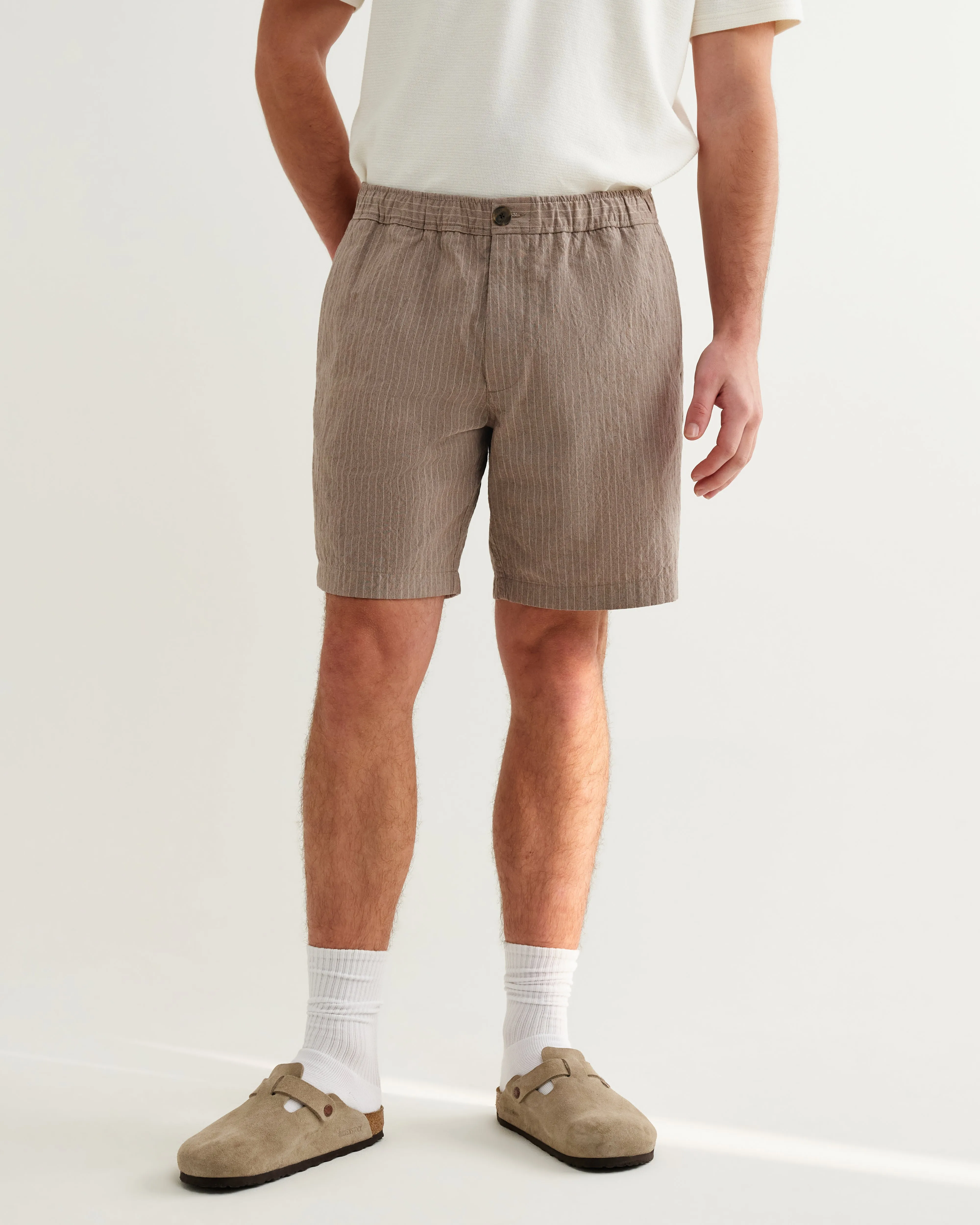 Kurt - Natural Chalk Stripe Shorts sold by Wax London product image thumbnail 3