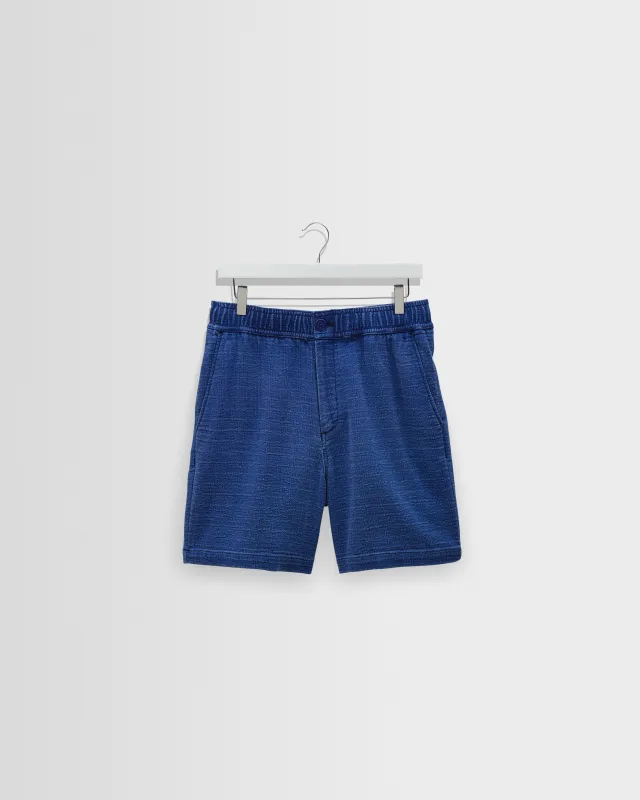 Kurt - Indigo Dobby Textured Organic Cotton Shorts made by Wax London