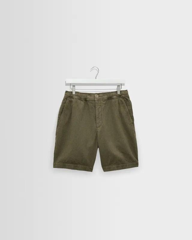 Kurt - Khaki Crinkle Cotton-Linen Shorts sold by Wax London