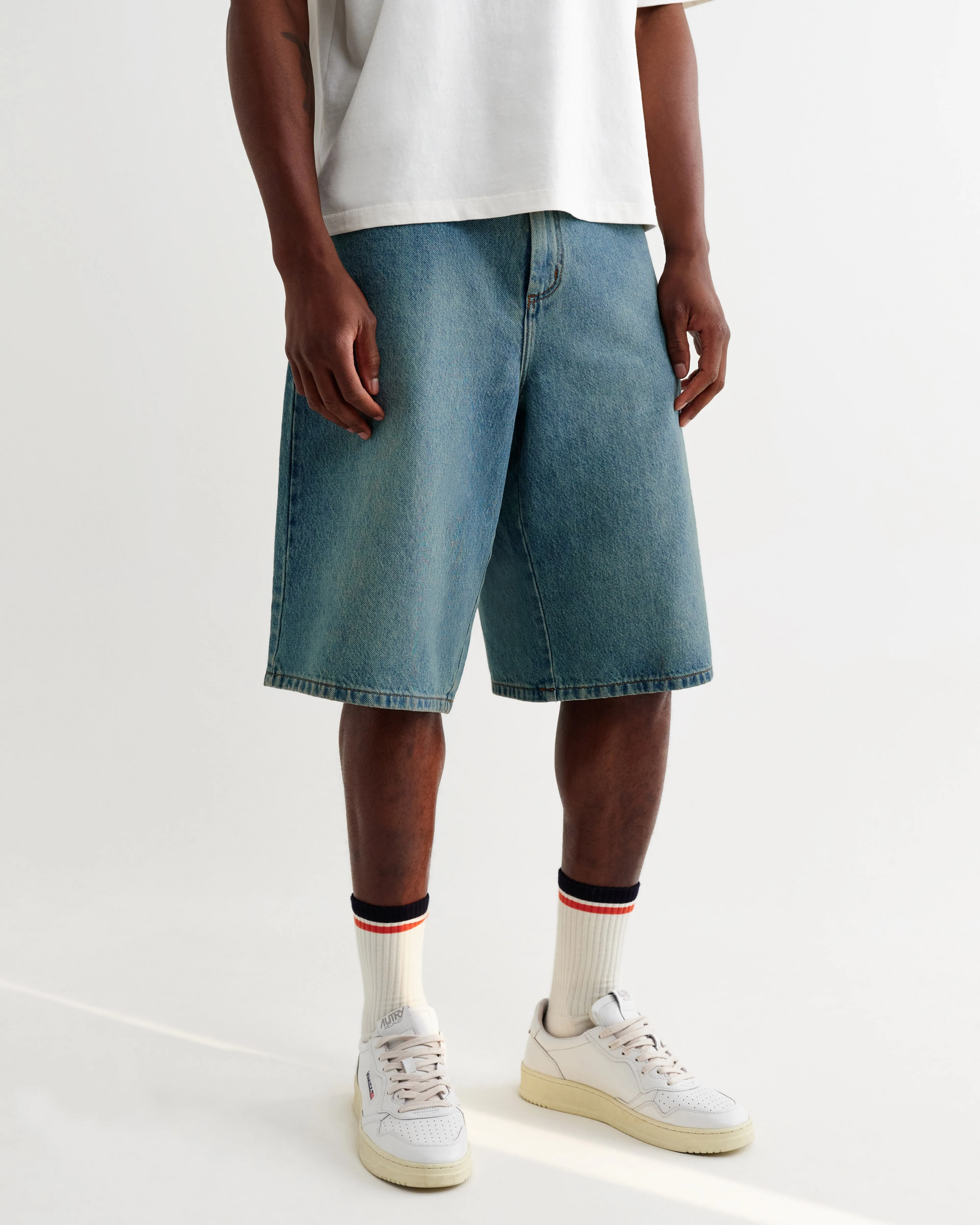 Luca - Vintage Blue Organic Cotton Denim Shorts sold by Wax London product image thumbnail 3