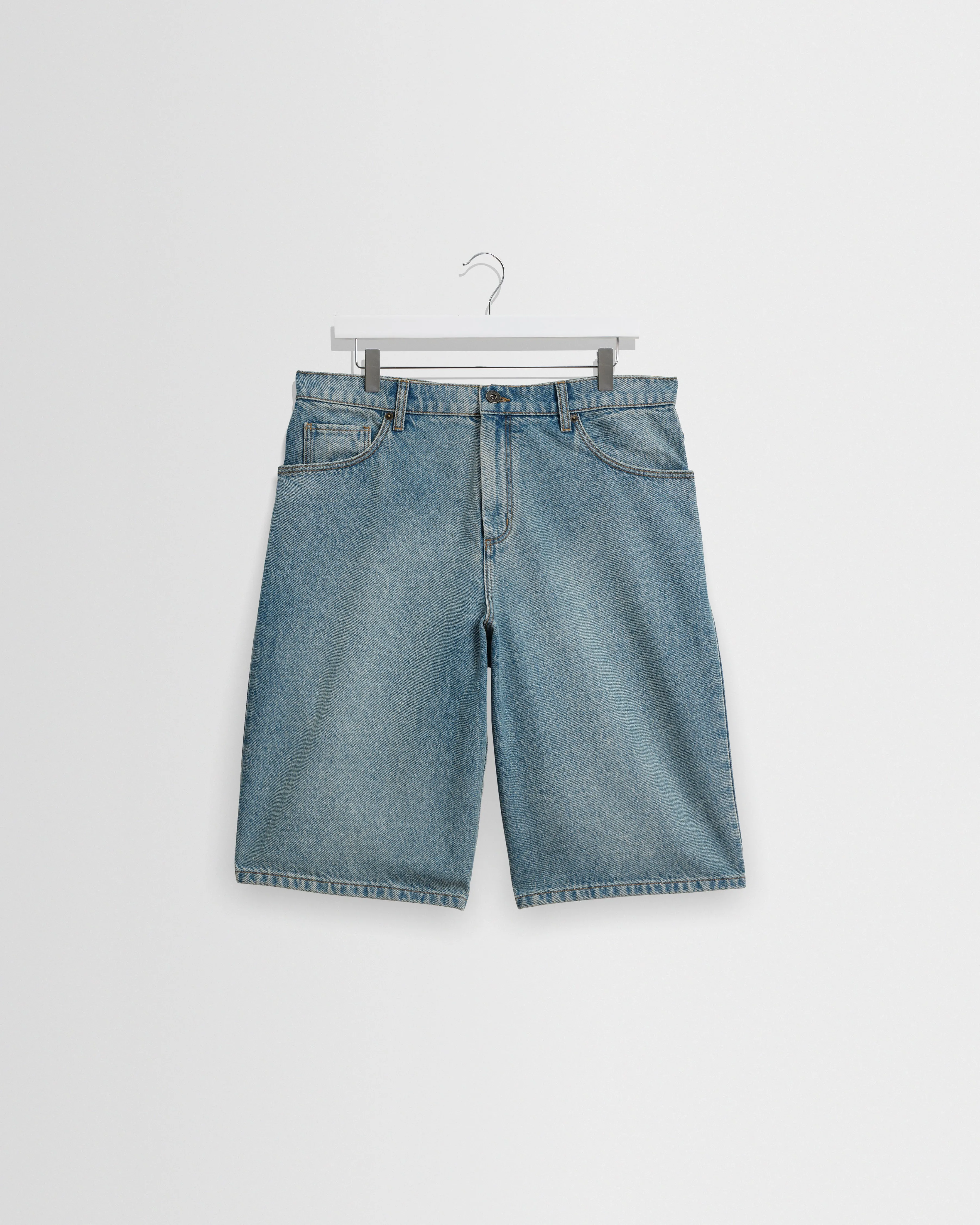 Luca - Vintage Blue Organic Cotton Denim Shorts sold by Wax London