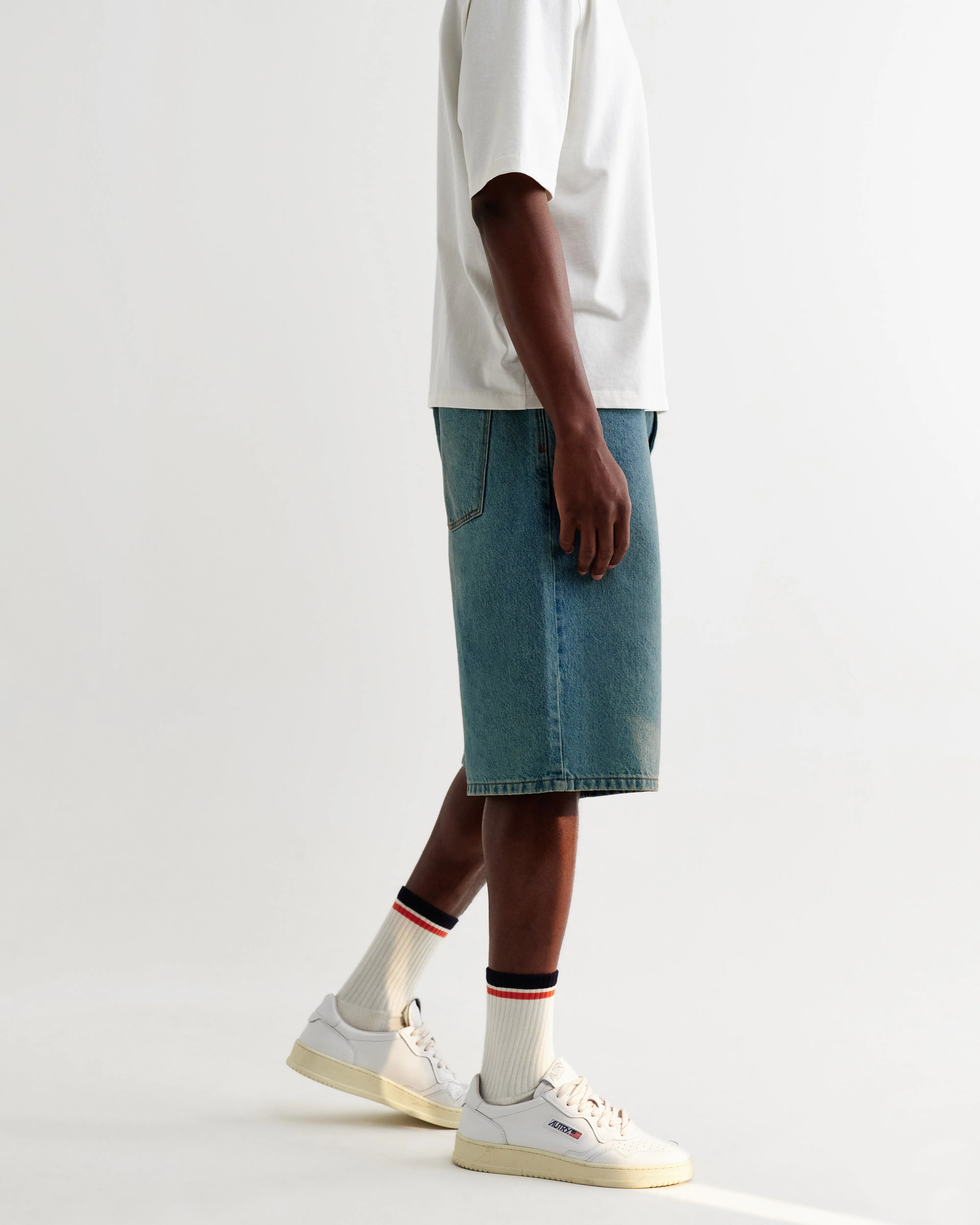Luca - Vintage Blue Organic Cotton Denim Shorts sold by Wax London product image thumbnail 5