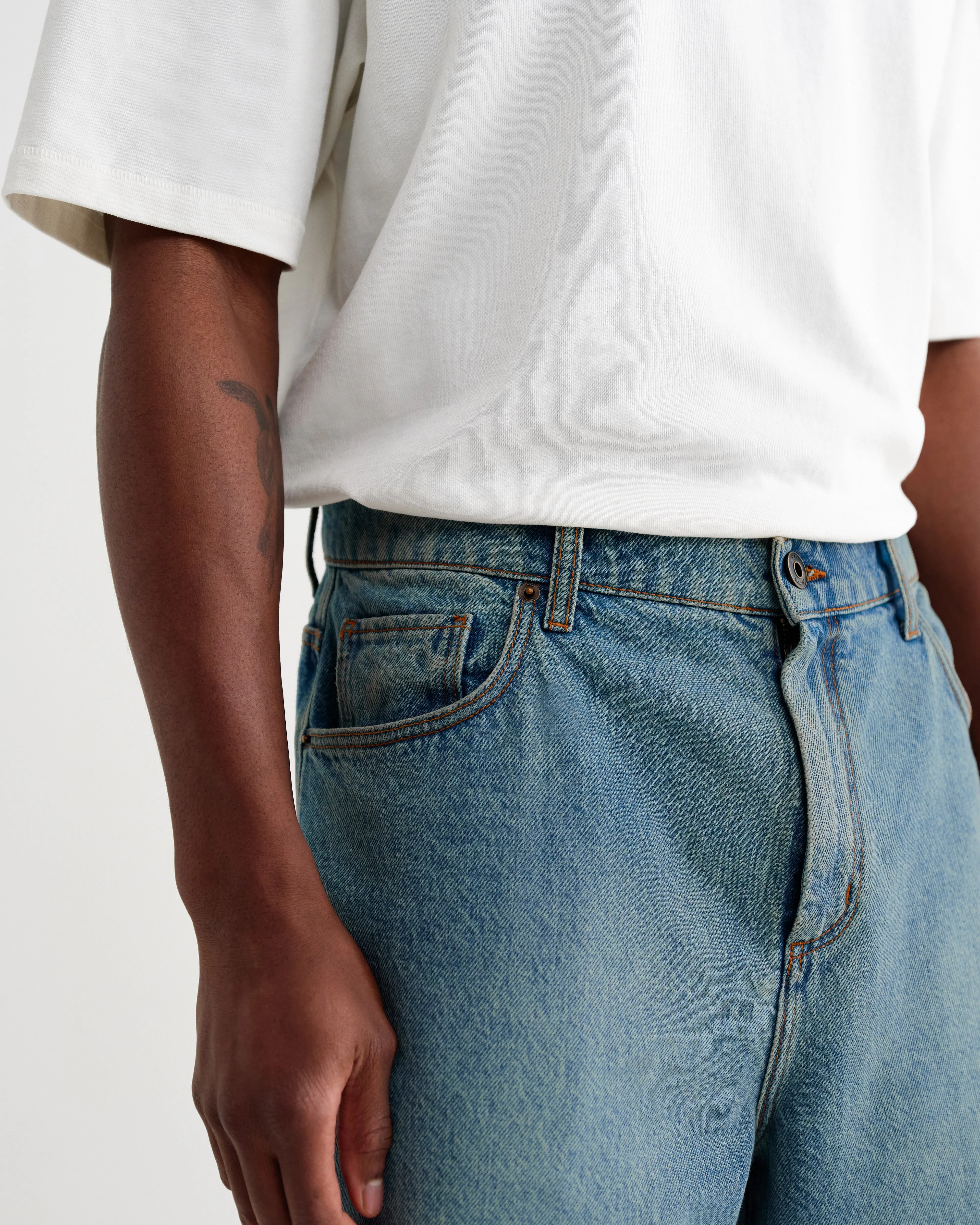 Luca - Vintage Blue Organic Cotton Denim Shorts sold by Wax London product image thumbnail 4