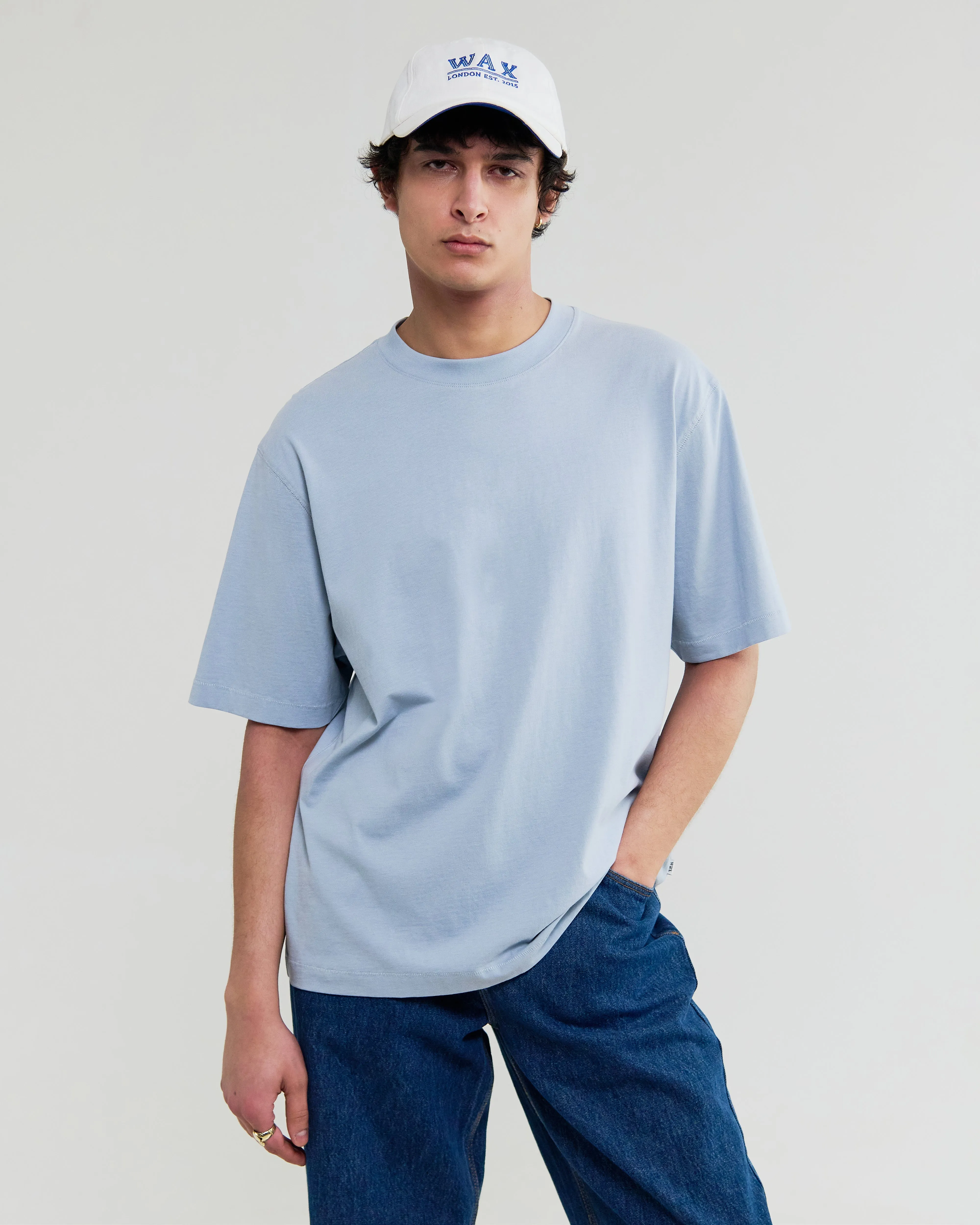 Milton - Light Blue Organic Compact Cotton T-Shirt sold by Wax London product image thumbnail 2