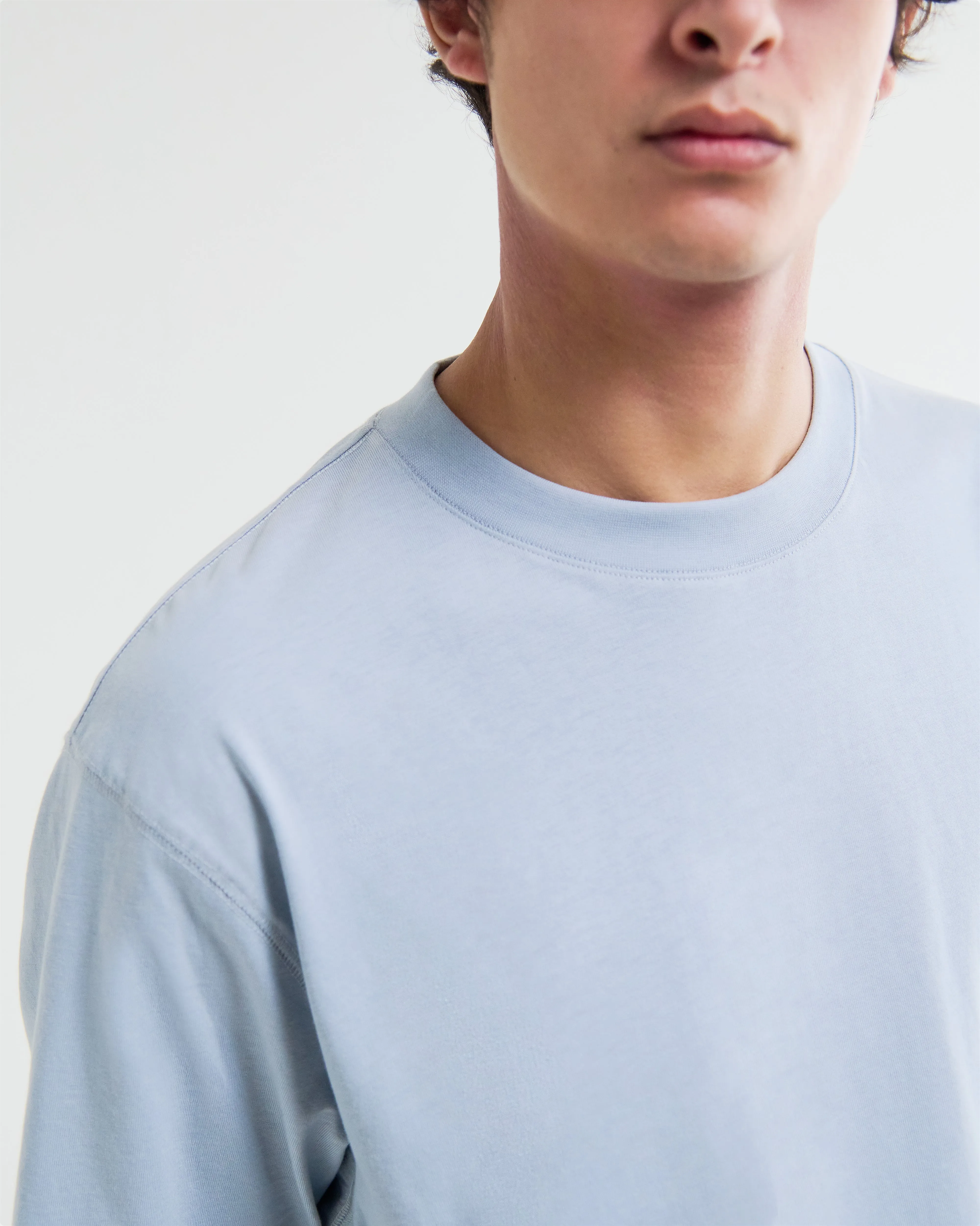Milton - Light Blue Organic Compact Cotton T-Shirt sold by Wax London product image thumbnail 3