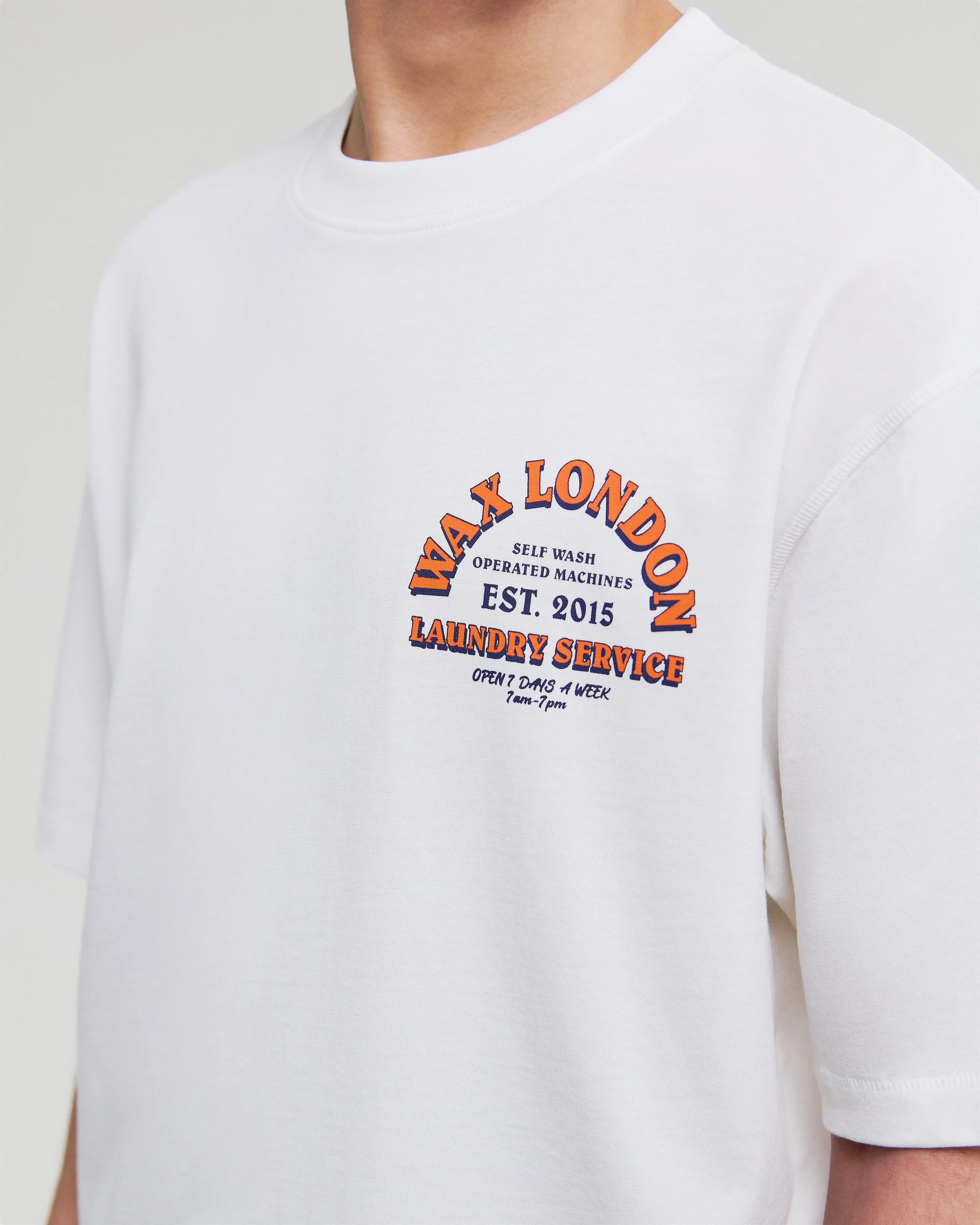 Milton - Off White Organic Cotton Laundry Graphic T-Shirt sold by Wax London product image thumbnail 4