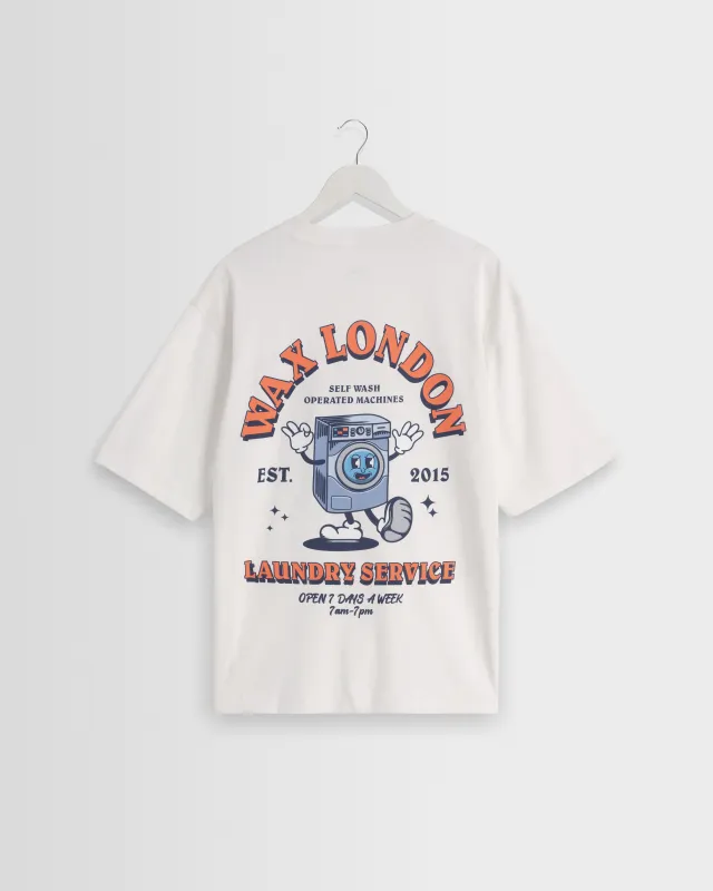 Milton - Off White Organic Cotton Laundry Graphic T-Shirt made by Wax London