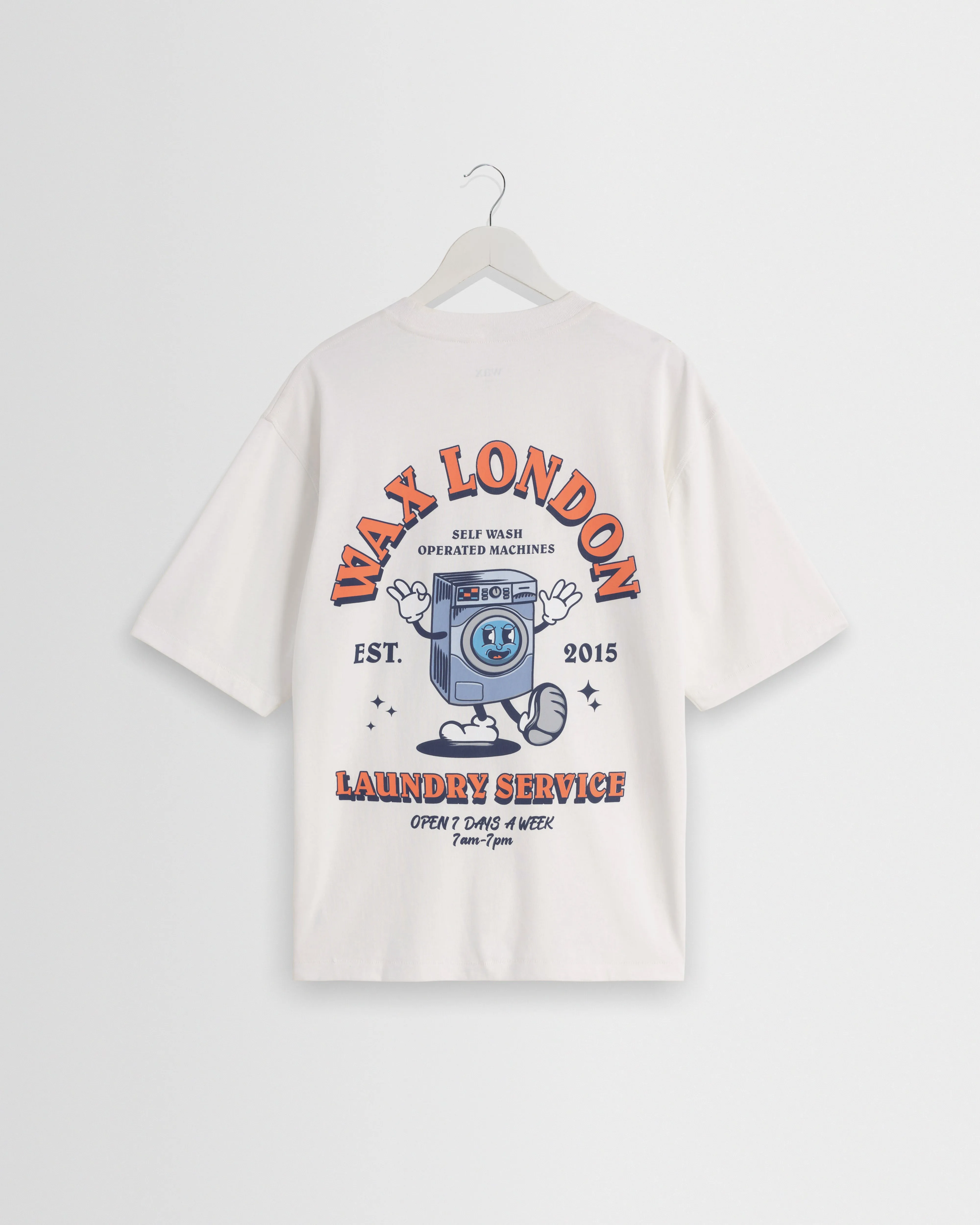 Milton - Off White Organic Cotton Laundry Graphic T-Shirt sold by Wax London