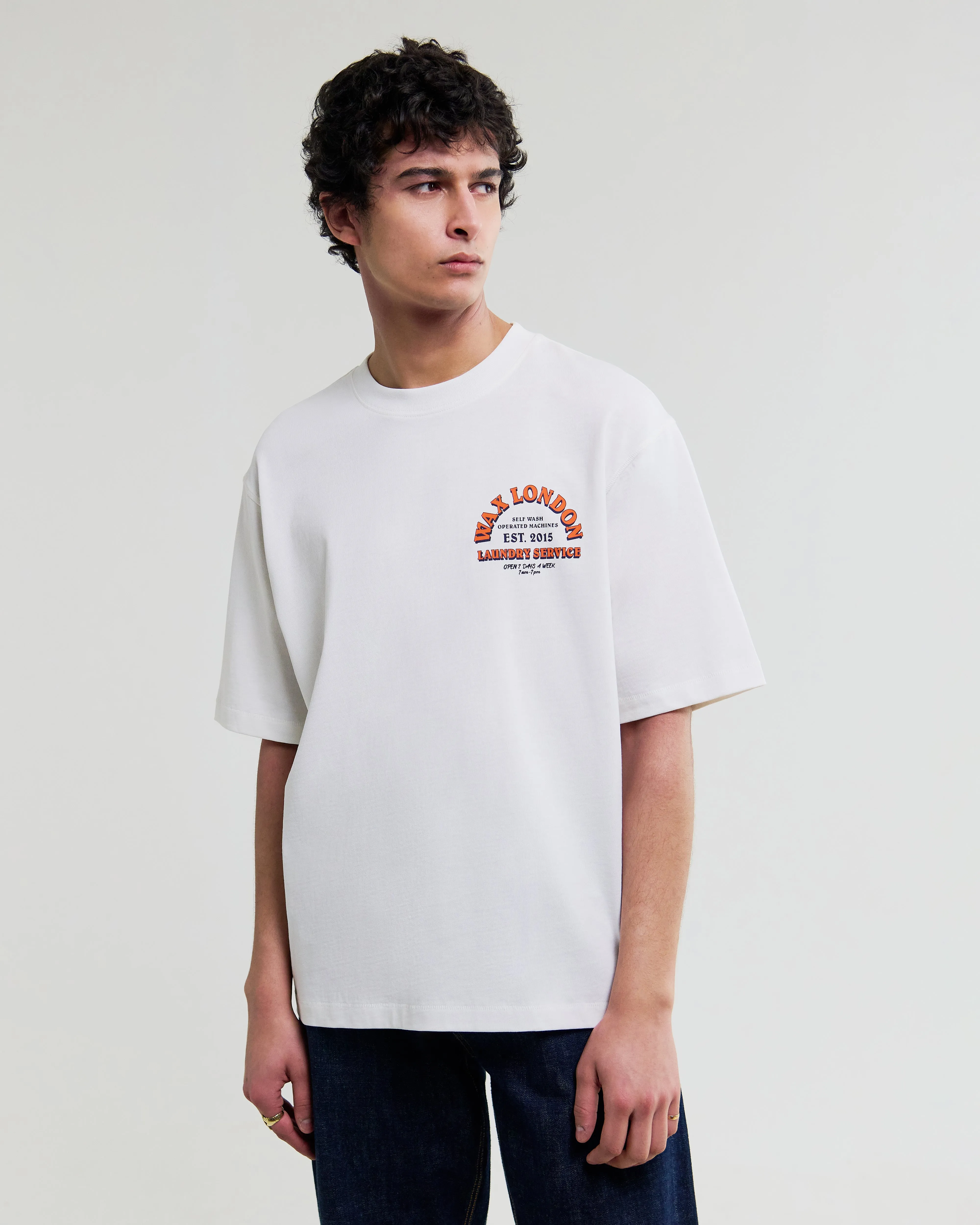 Milton - Off White Organic Cotton Laundry Graphic T-Shirt sold by Wax London product image thumbnail 3