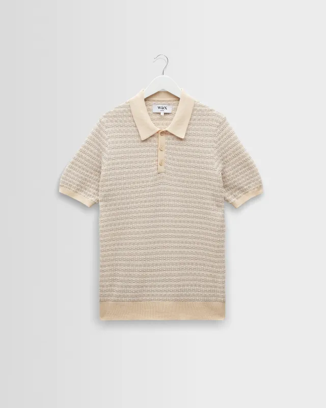 Naples - Natural Mini Geometric Knitted Polo made by Wax London
