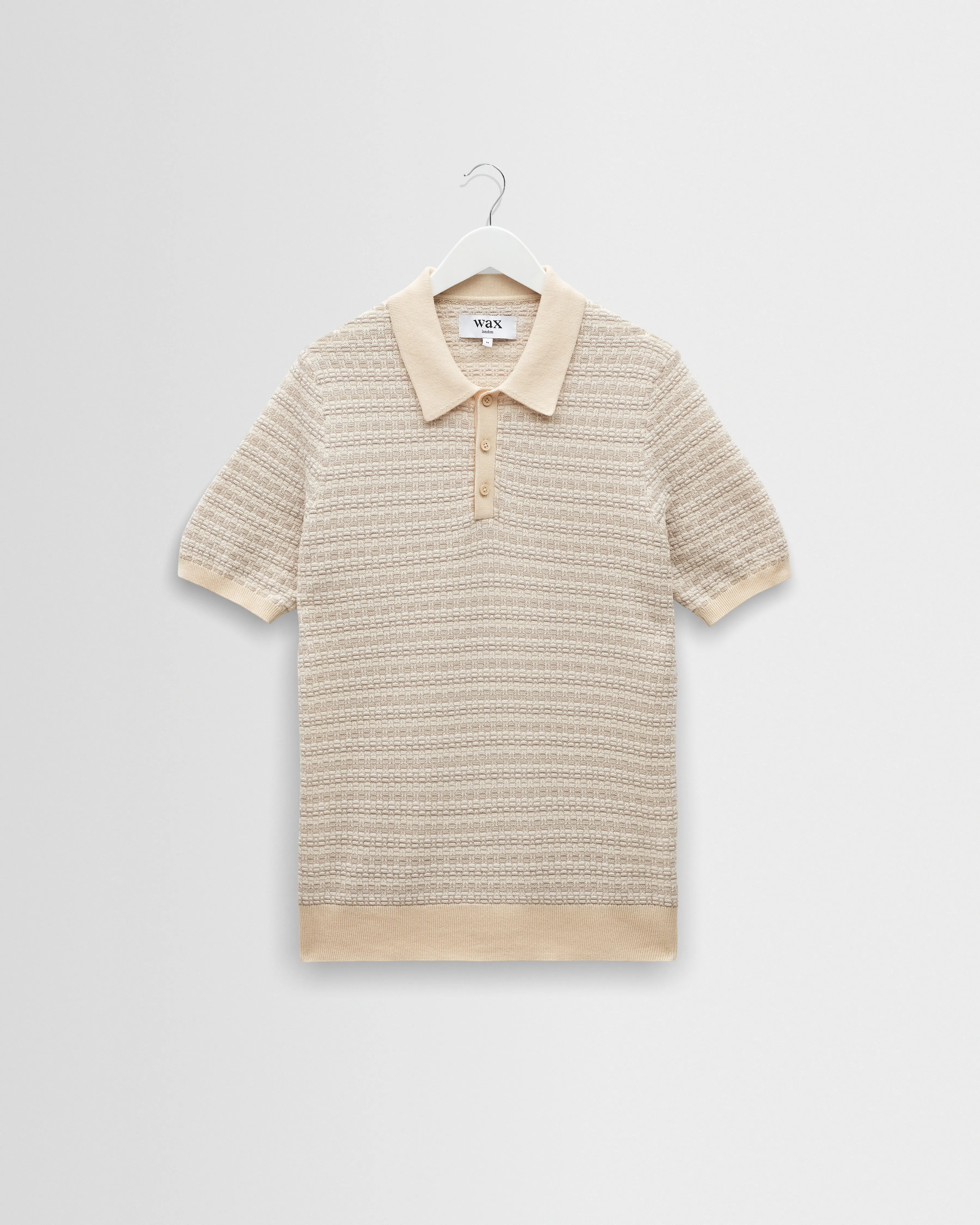 Naples - Natural Mini Geometric Knitted Polo sold by Wax London