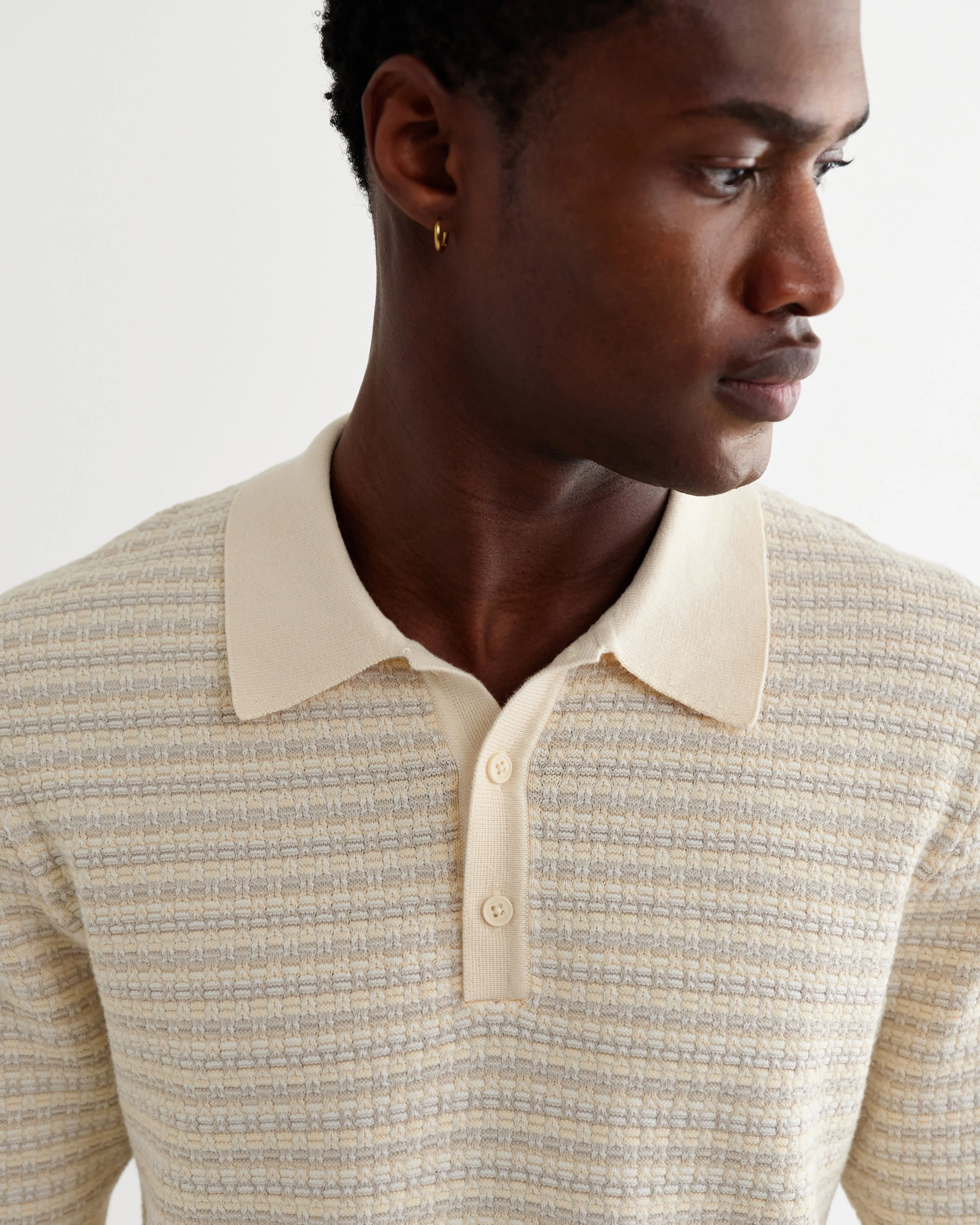 Naples - Natural Mini Geometric Knitted Polo sold by Wax London product image thumbnail 4
