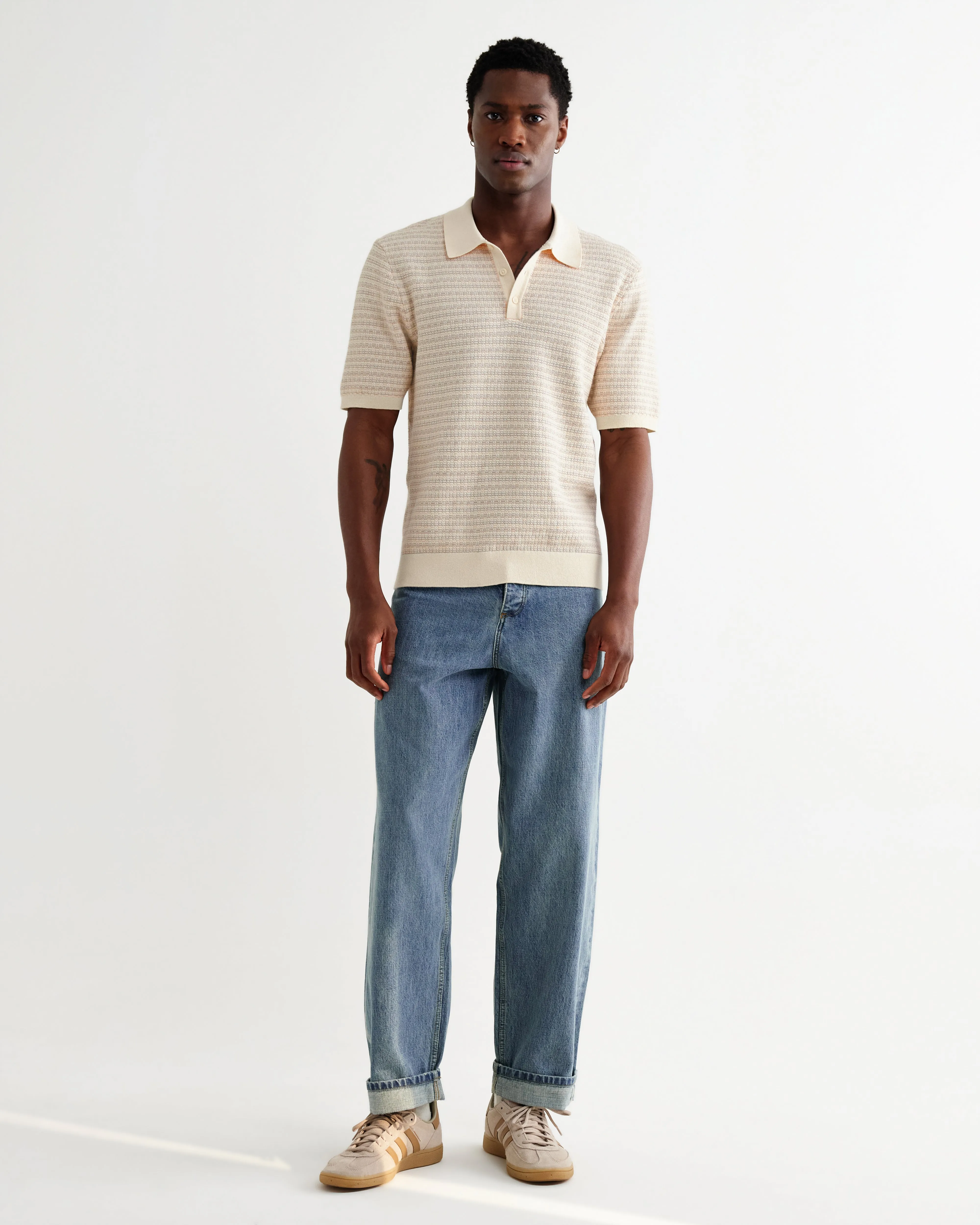 Naples - Natural Mini Geometric Knitted Polo sold by Wax London product image thumbnail 5