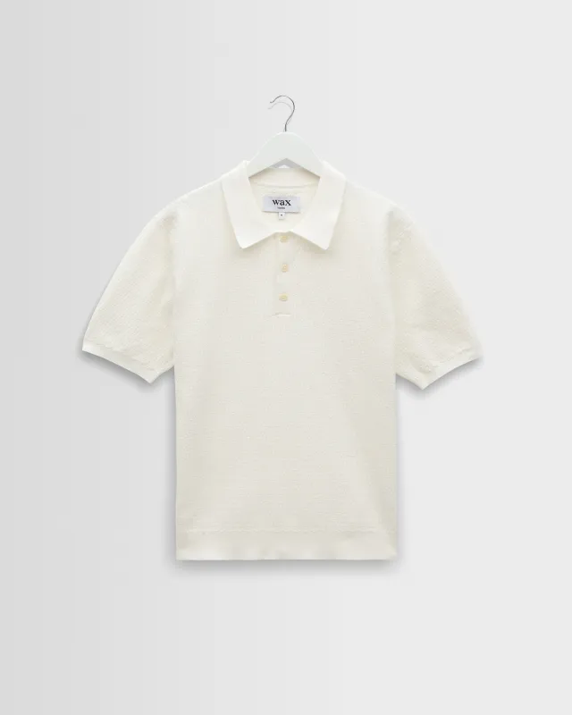 Naples - Ecru Retro Diamond Knitted Polo made by Wax London