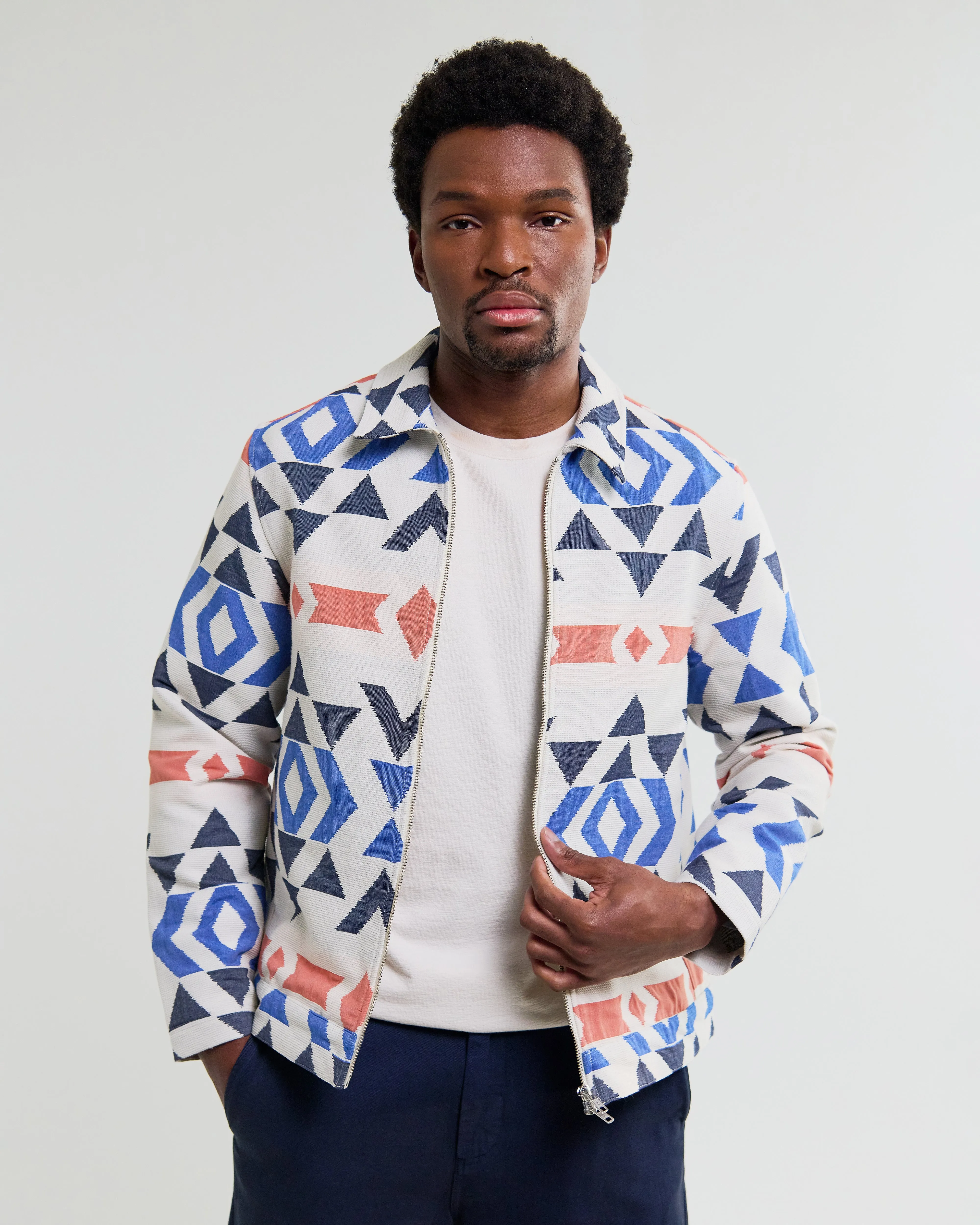 Park - Ecru And Multicolour Aztec Jacquard Jacket sold by Wax London product image thumbnail 3