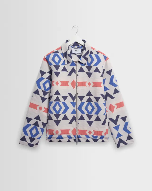 Park - Ecru And Multicolour Aztec Jacquard Jacket sold by Wax London