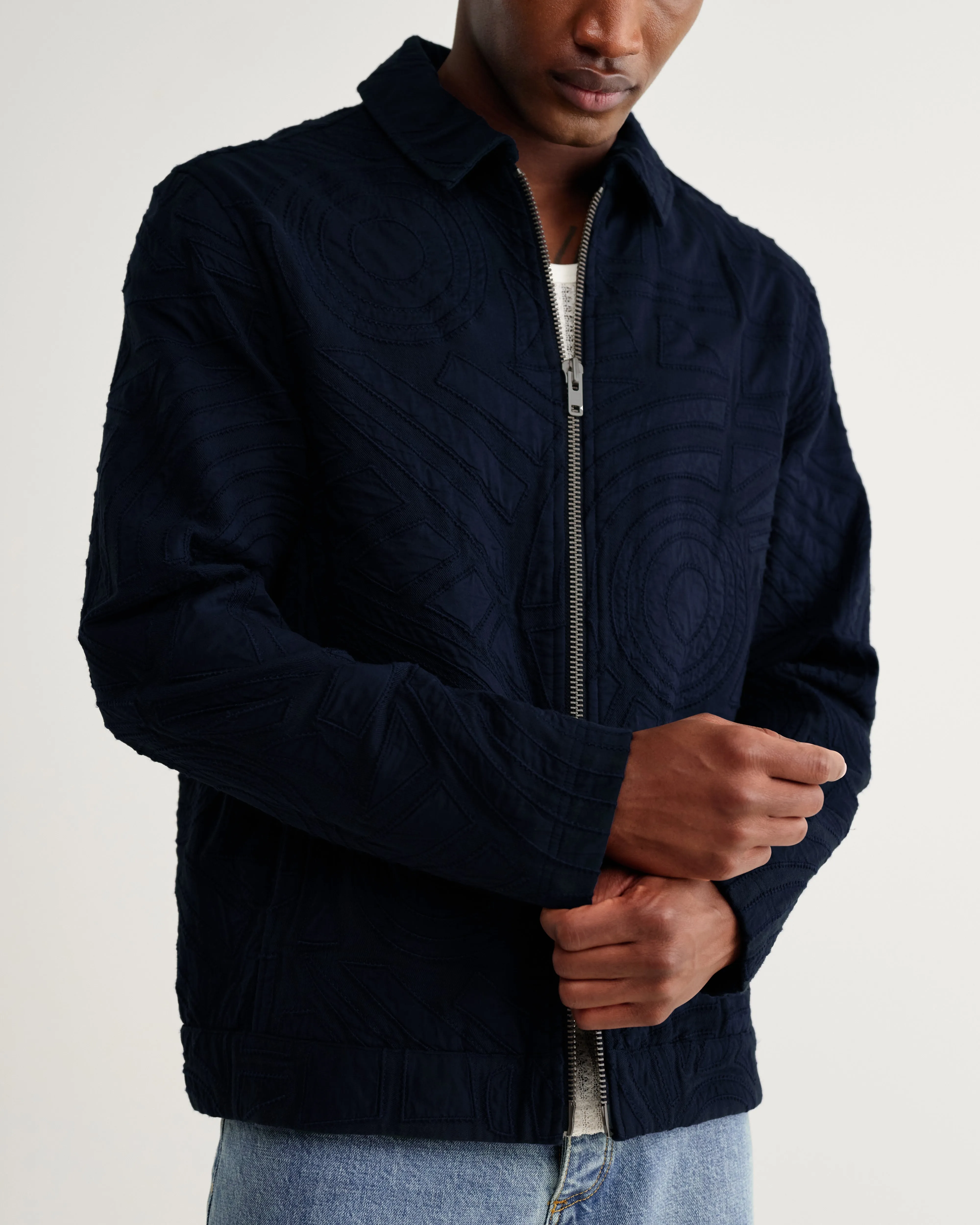 Park - Navy Tonal Applique Jacket sold by Wax London product image thumbnail 3
