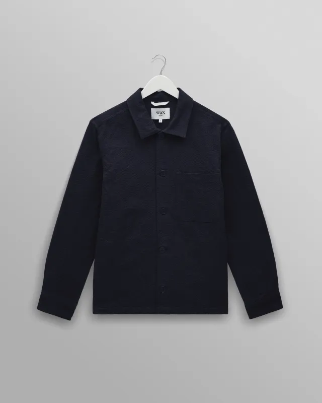 Rockley - Navy Honeycomb Jacquard Overshirt sold by Wax London
