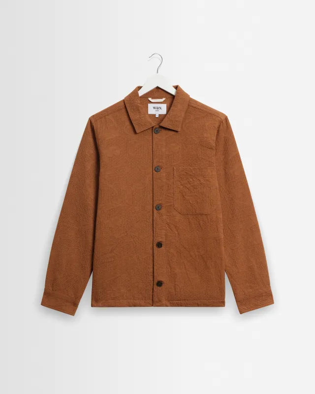 Rockley - Rust Honeycomb Jacquard Overshirt made by Wax London