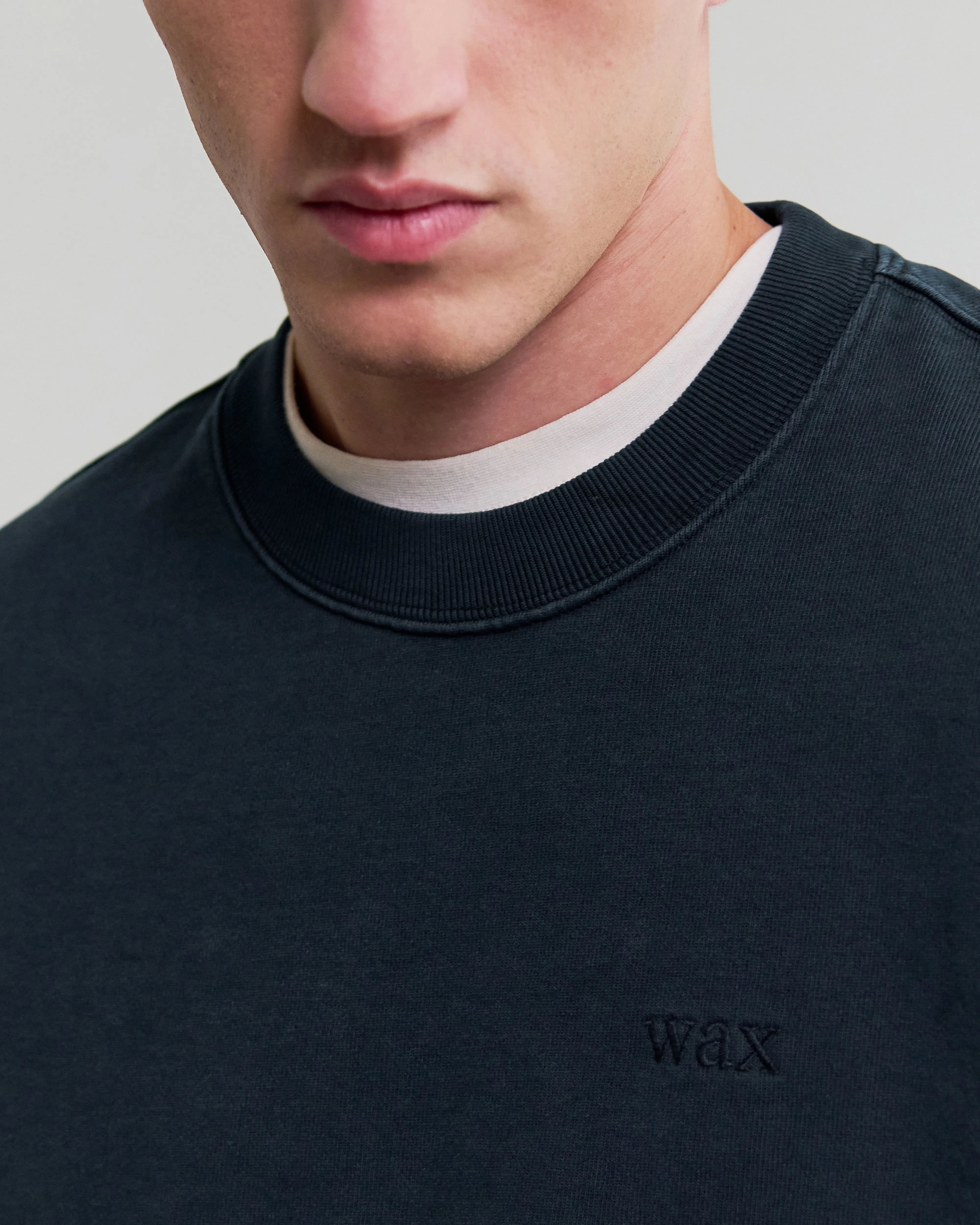 Sidney - Washed Navy Loopback Cotton Sweatshirt sold by Wax London product image thumbnail 3