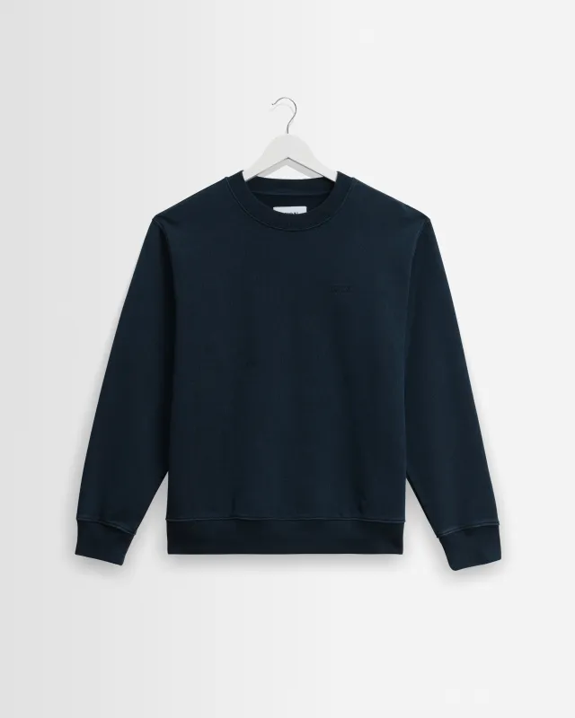 Sidney - Washed Navy Loopback Cotton Sweatshirt sold by Wax London