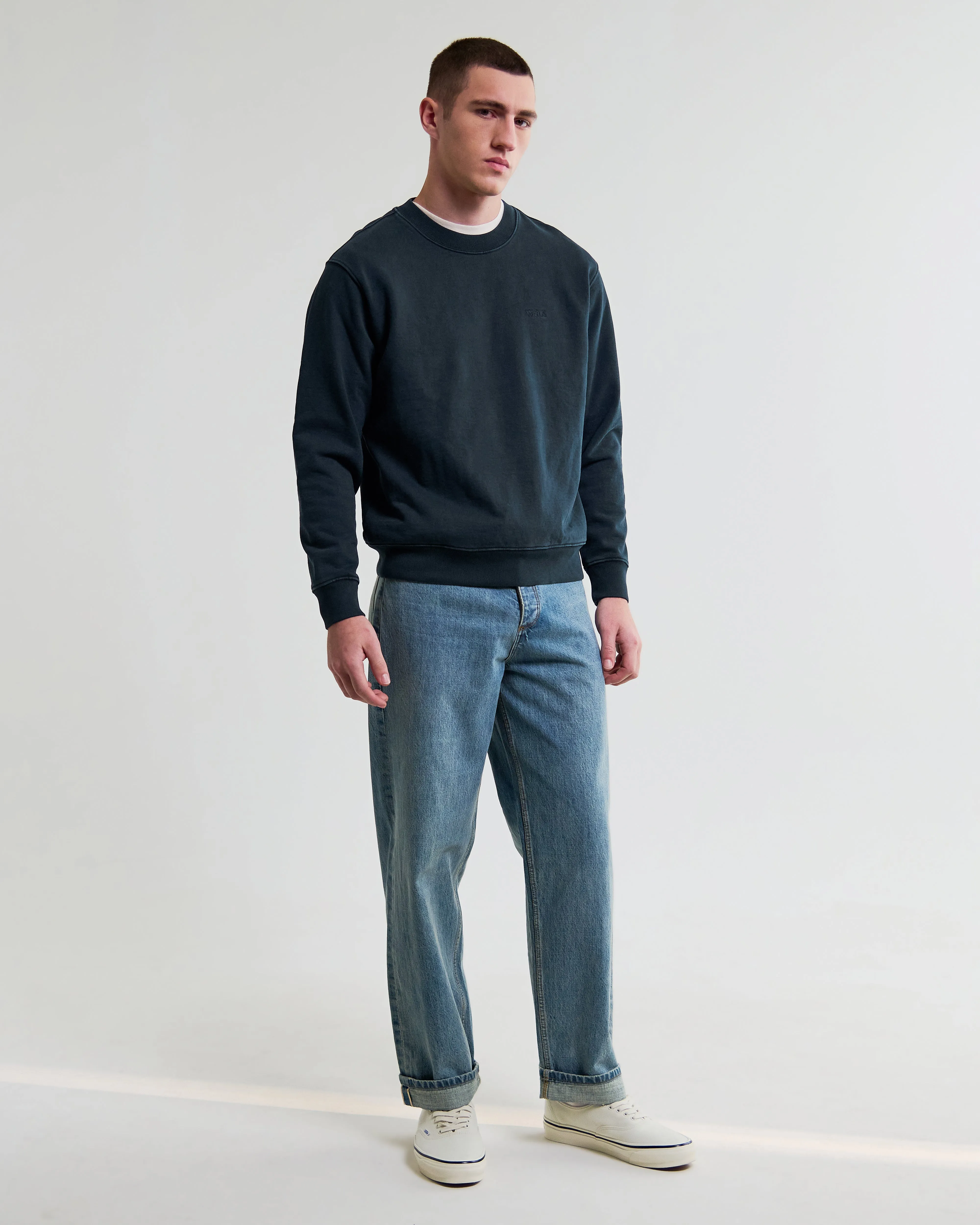 Sidney - Washed Navy Loopback Cotton Sweatshirt sold by Wax London product image thumbnail 4