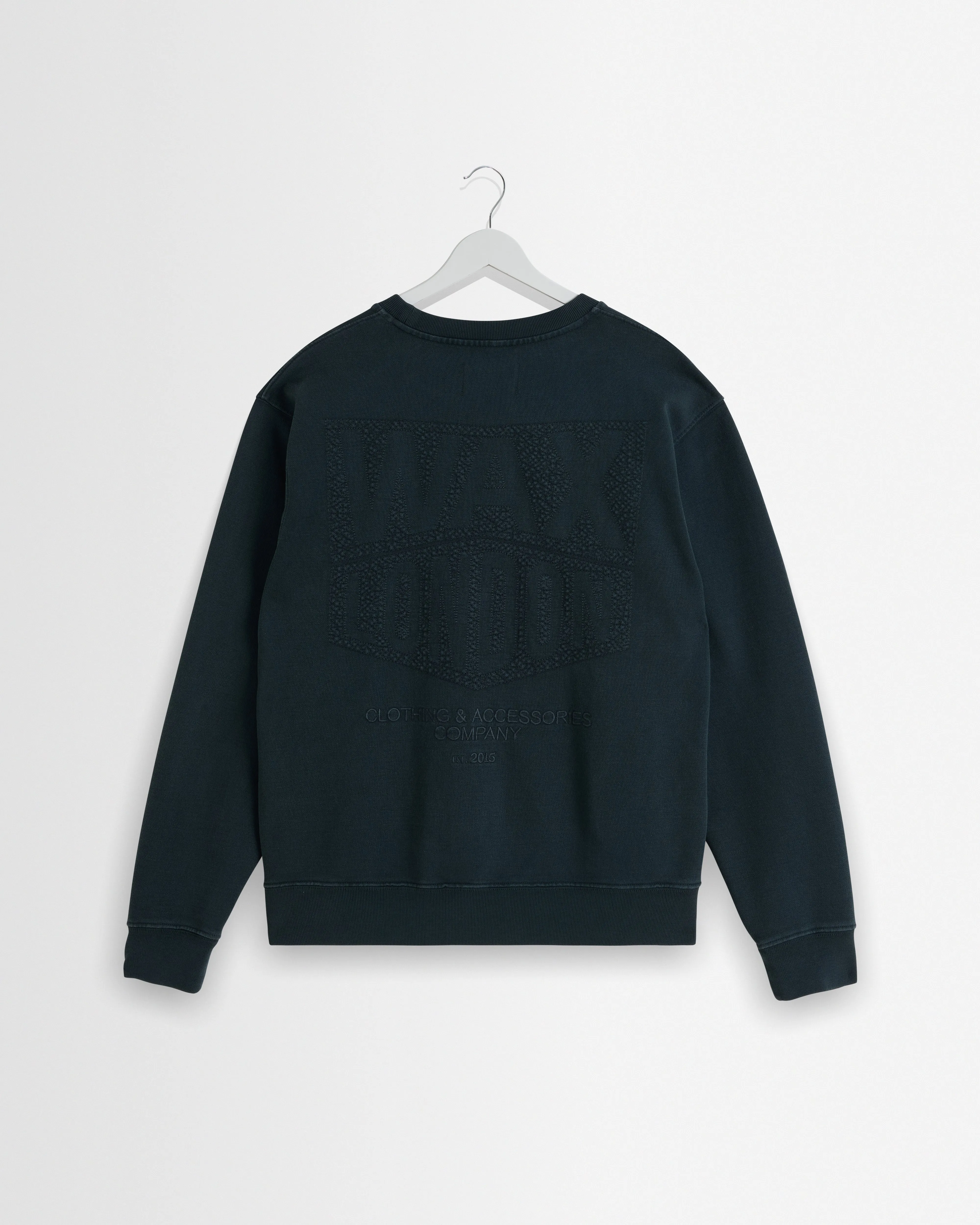 Sidney - Washed Black Embroidered Loopback Cotton Sweatshirt sold by Wax London product image thumbnail 3