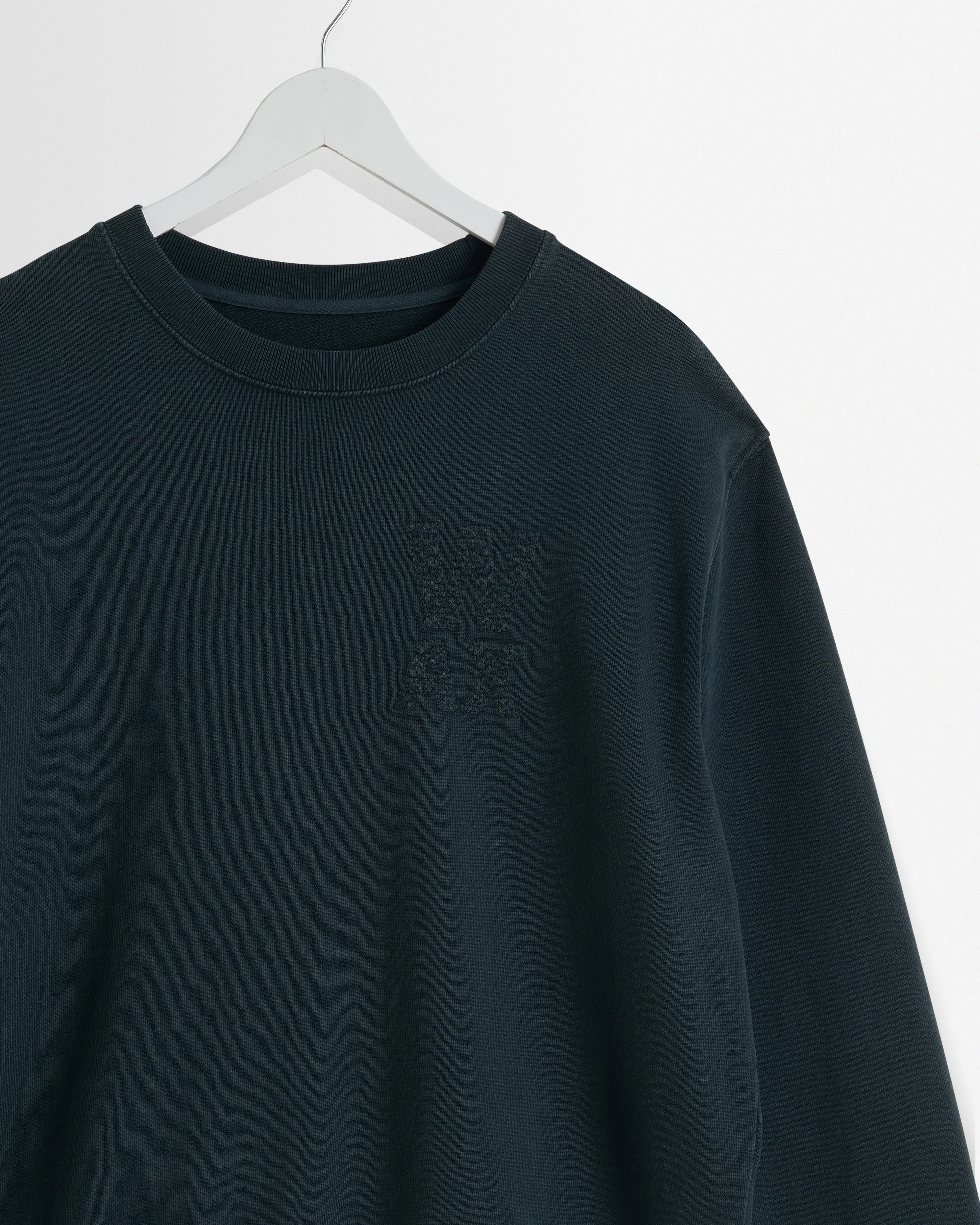 Sidney - Washed Black Embroidered Loopback Cotton Sweatshirt sold by Wax London product image thumbnail 2