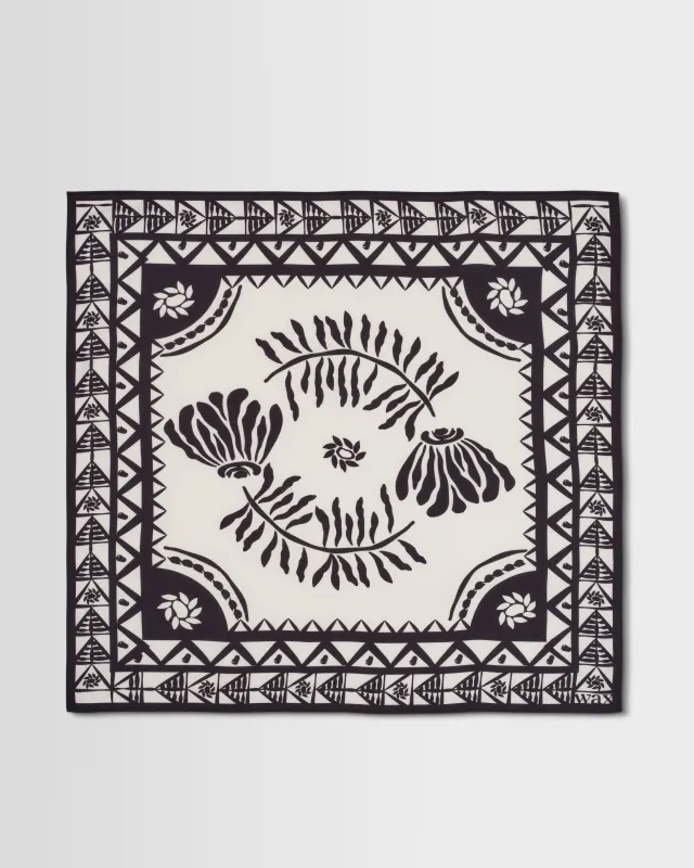 Sloane - Navy And Ecru Painted Flower Neck Scarf made by Wax London