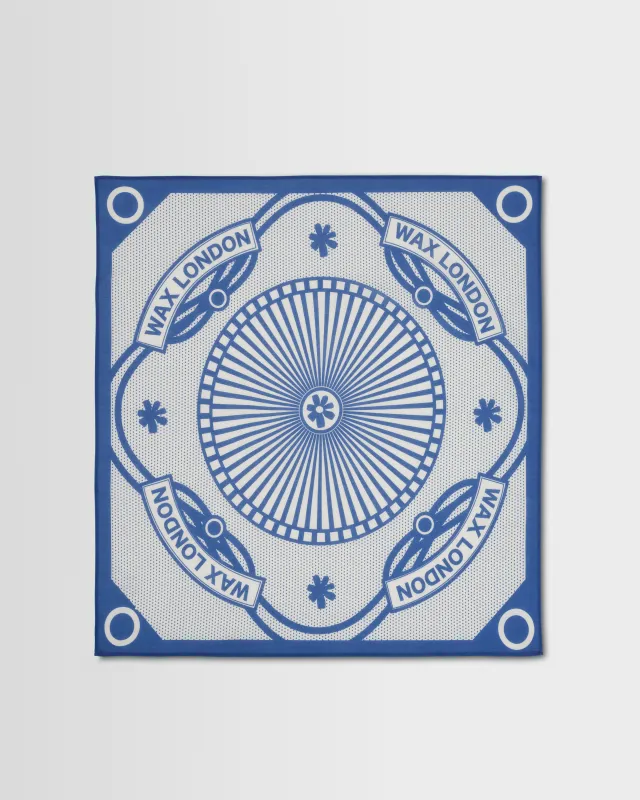 Sloane - Ecru And Blue Wax Bandana Neck Scarf made by Wax London