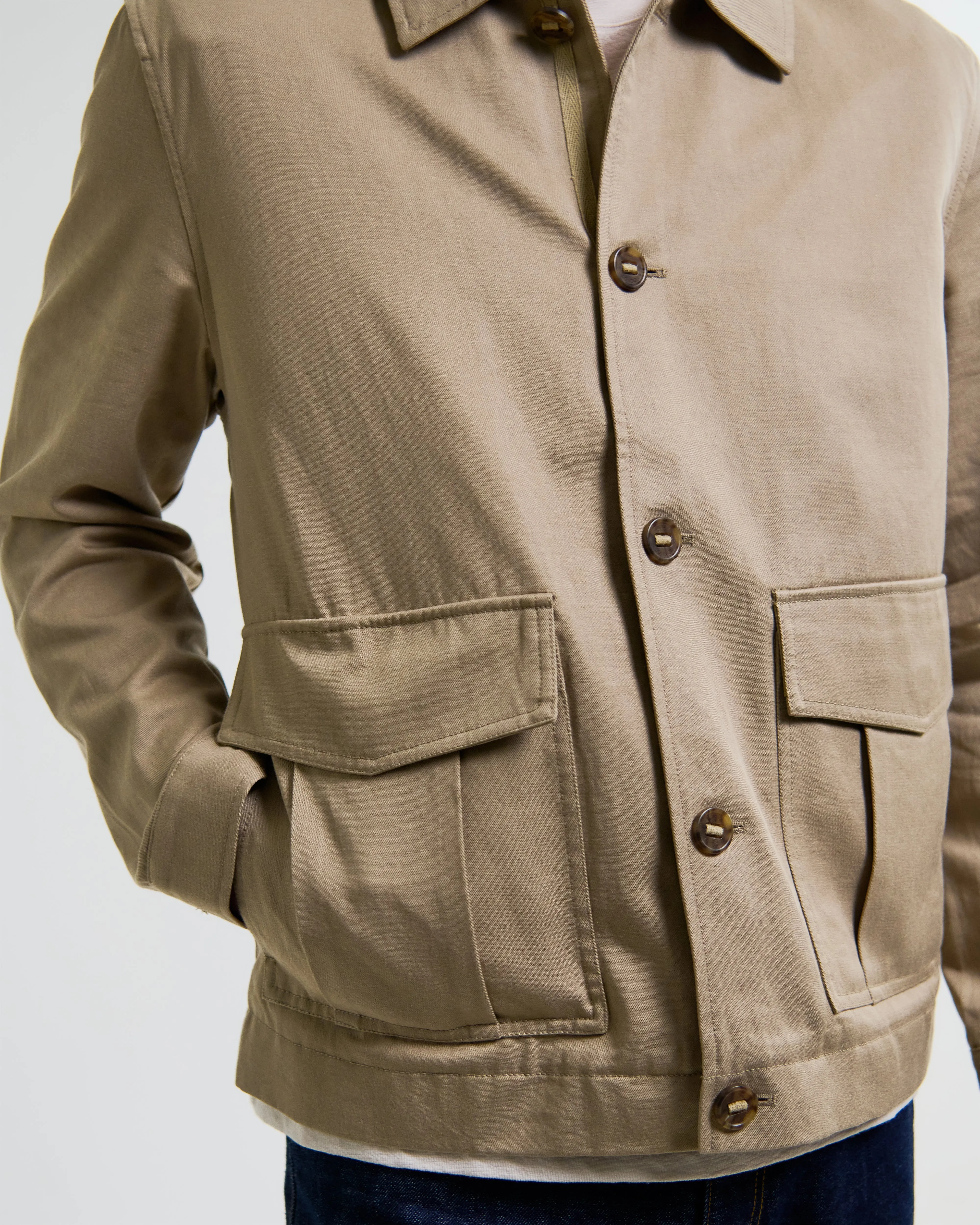 Strand - Beige Cotton Tencel Twill Jacket sold by Wax London product image thumbnail 5