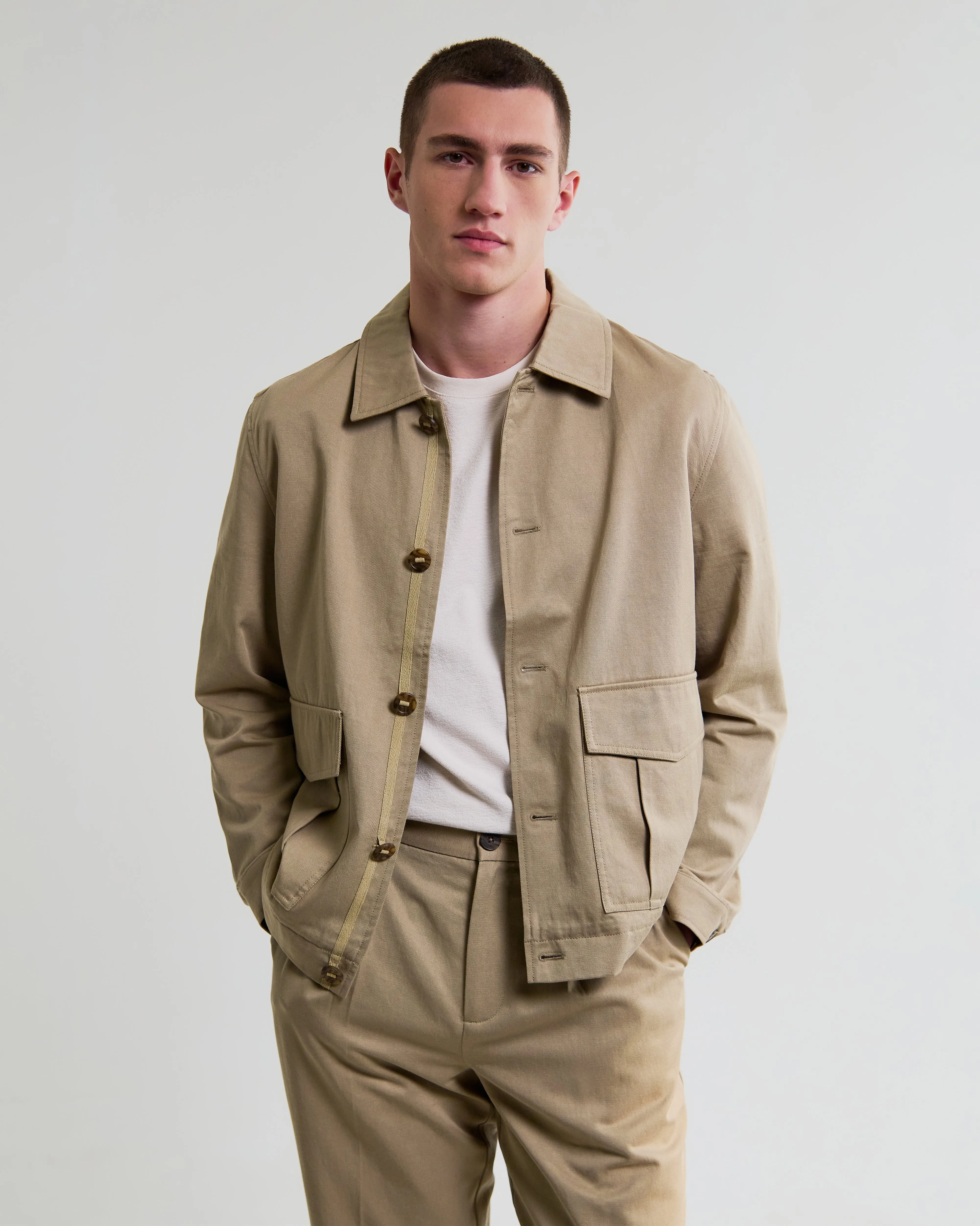 Strand - Beige Cotton Tencel Twill Jacket sold by Wax London product image thumbnail 3