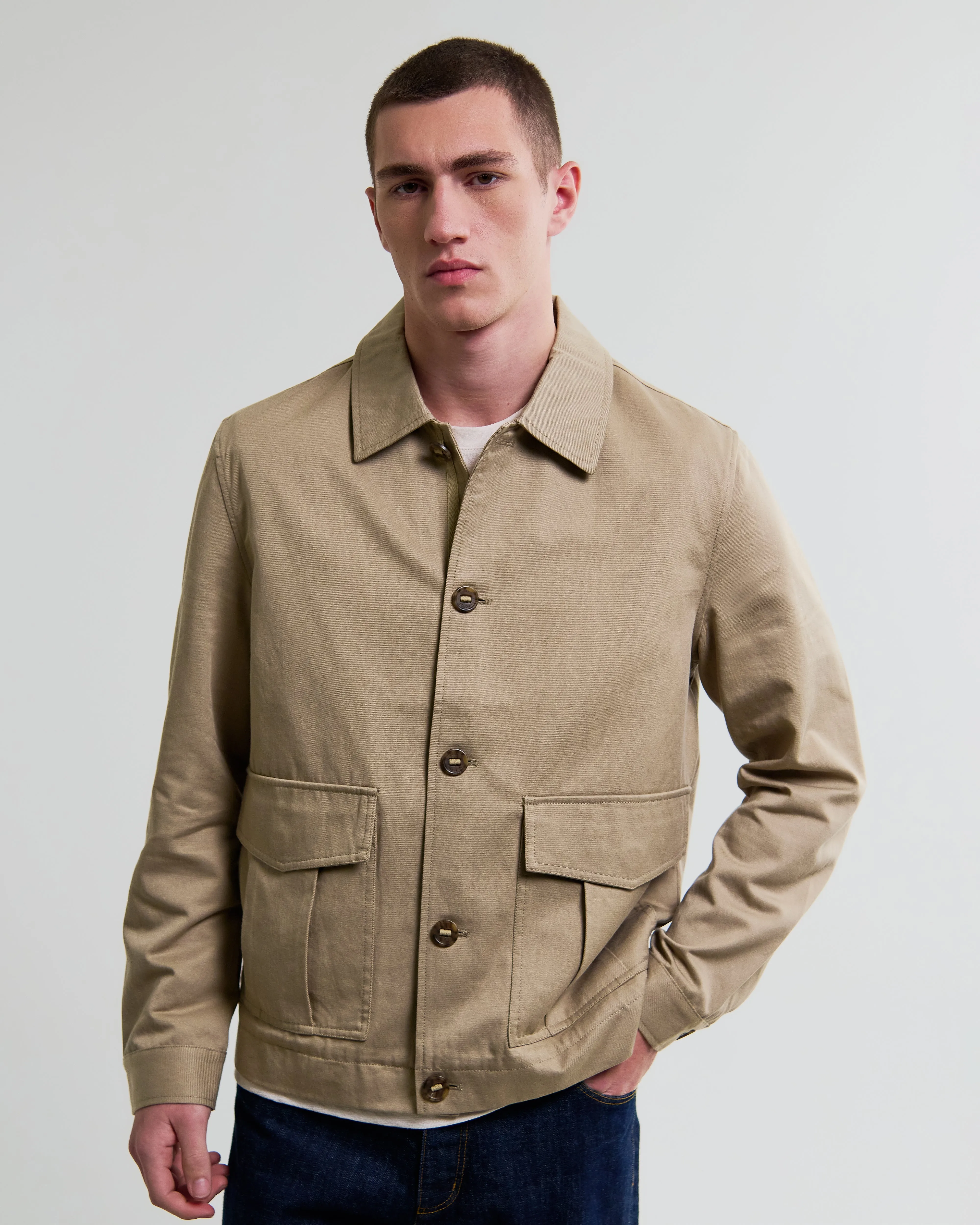 Strand - Beige Cotton Tencel Twill Jacket sold by Wax London product image thumbnail 2