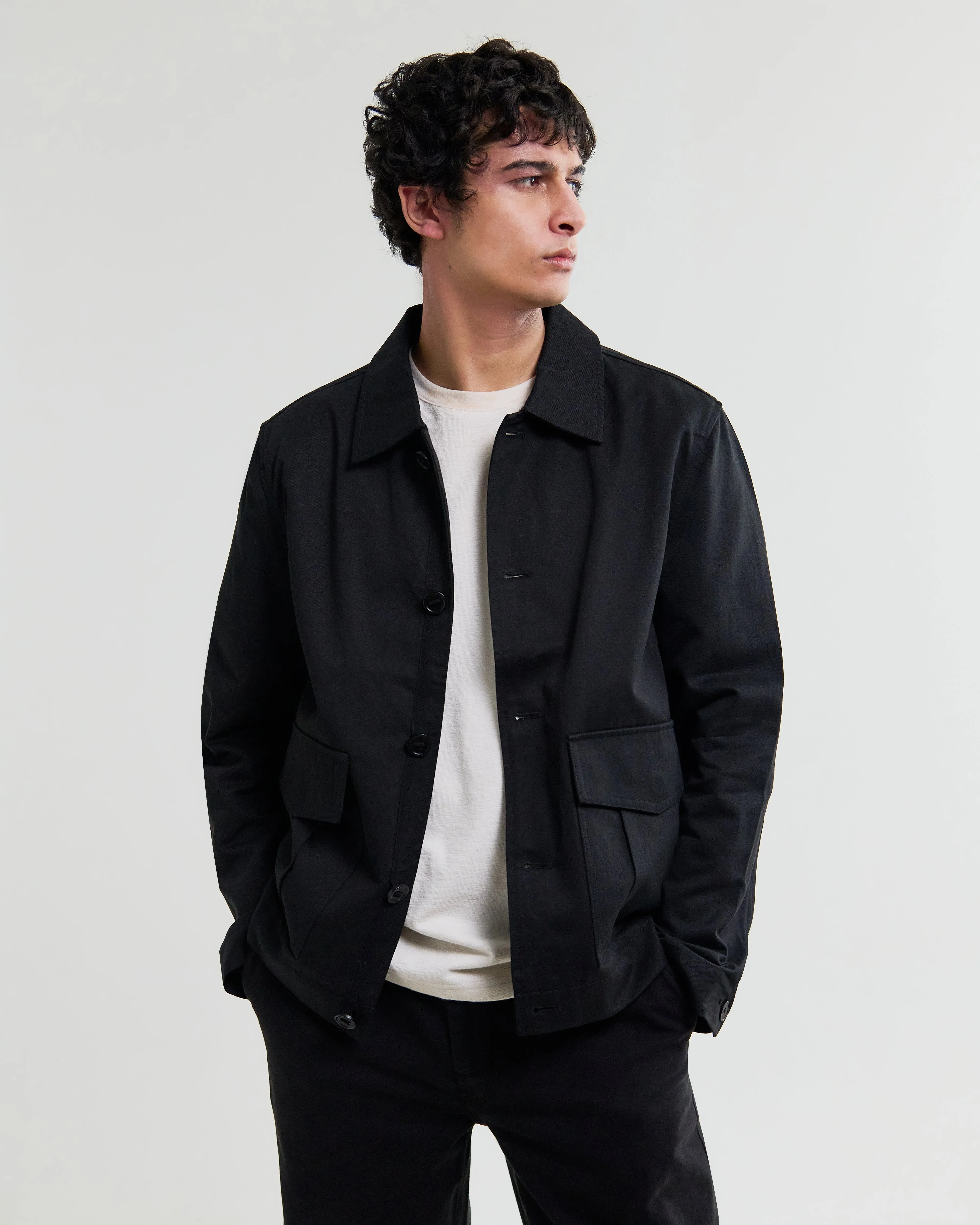 Strand - Black Cotton Tencel Twill Jacket sold by Wax London product image thumbnail 2