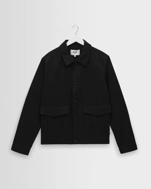 Strand - Black Cotton Tencel Twill Jacket made by Wax London