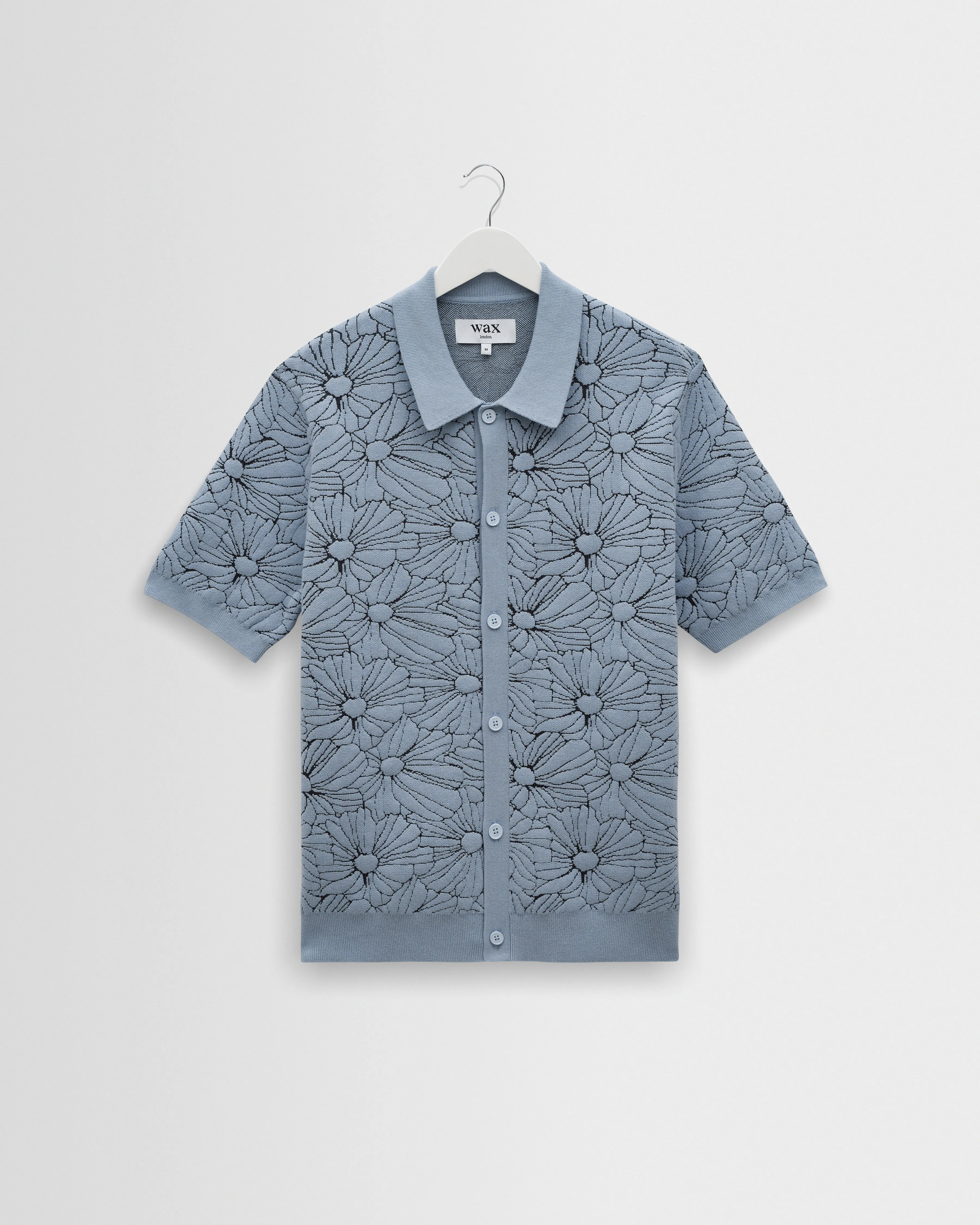 Tellaro - Light Blue Flower Jacquard Shirt sold by Wax London