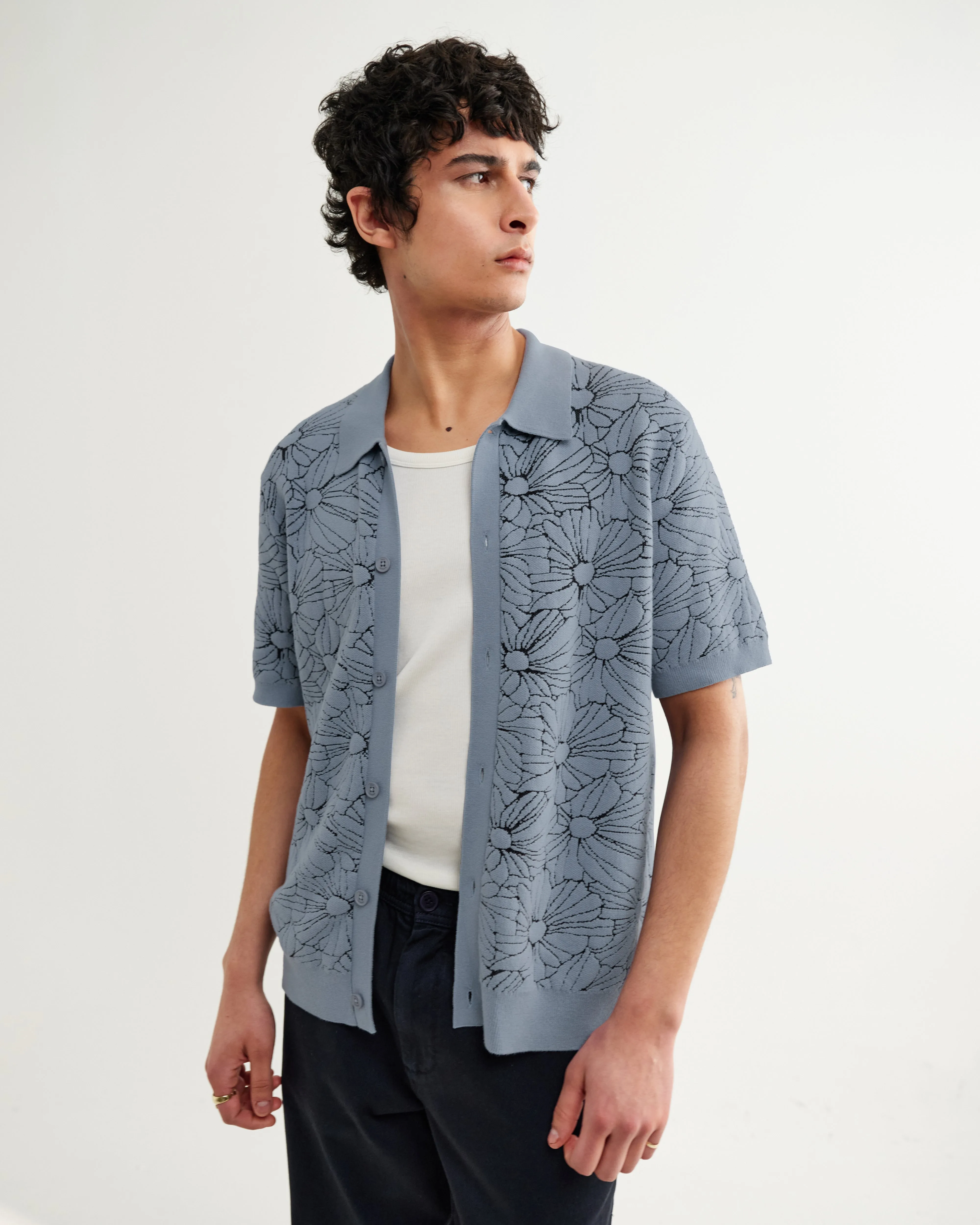Tellaro - Light Blue Flower Jacquard Shirt sold by Wax London product image thumbnail 2