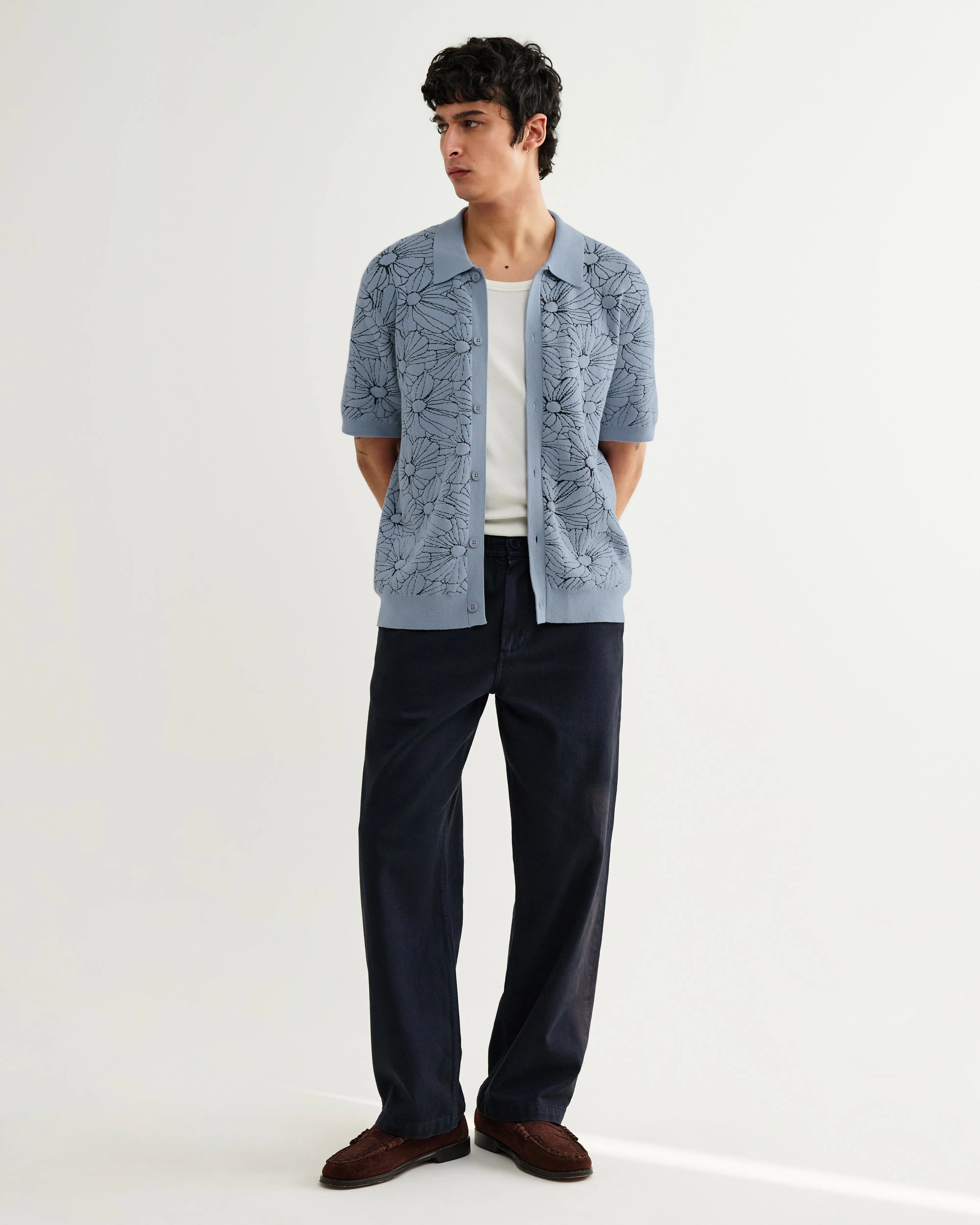 Tellaro - Light Blue Flower Jacquard Shirt sold by Wax London product image thumbnail 5