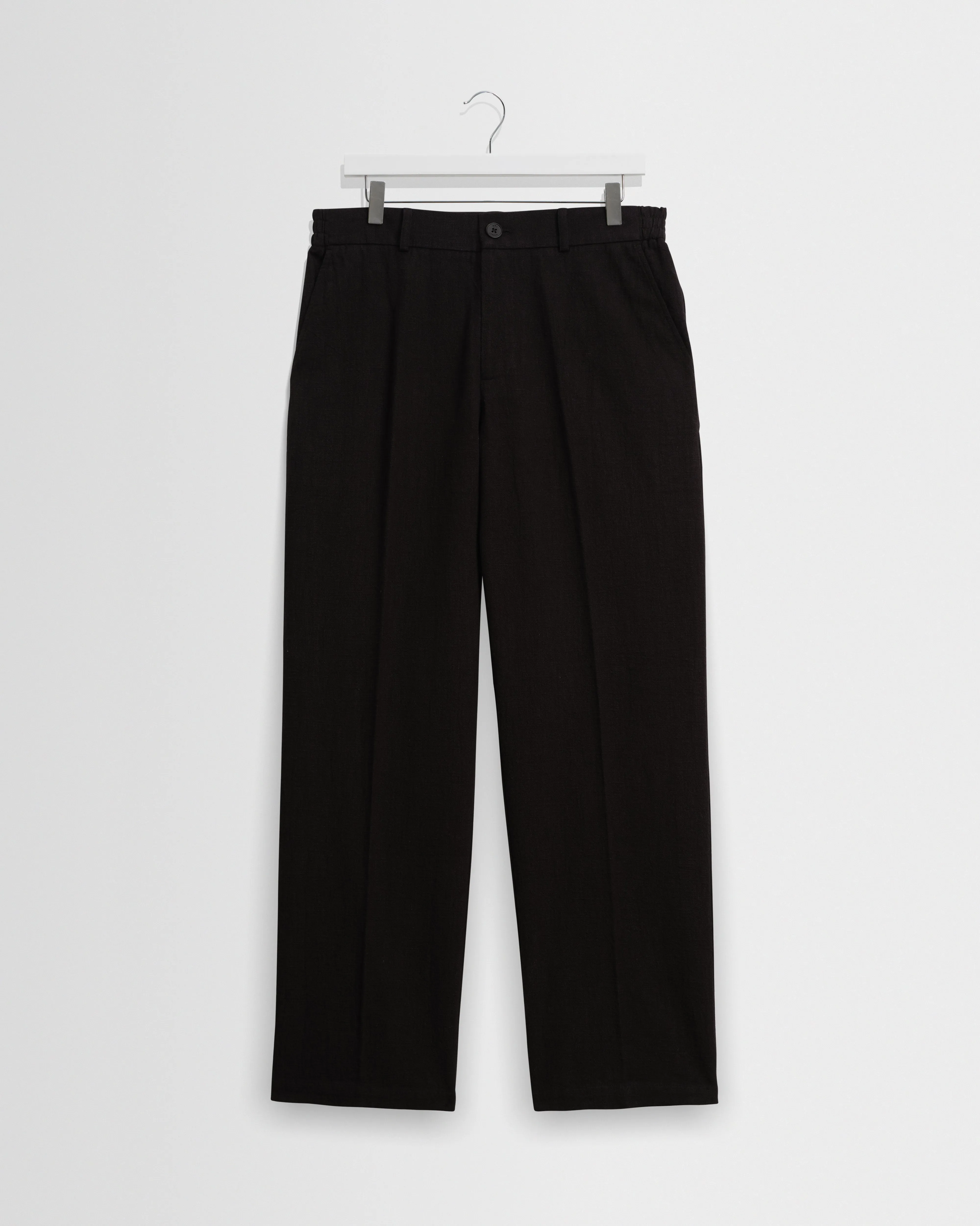 Tyne - Black Cotton Tencel Loose Fit Trousers sold by Wax London
