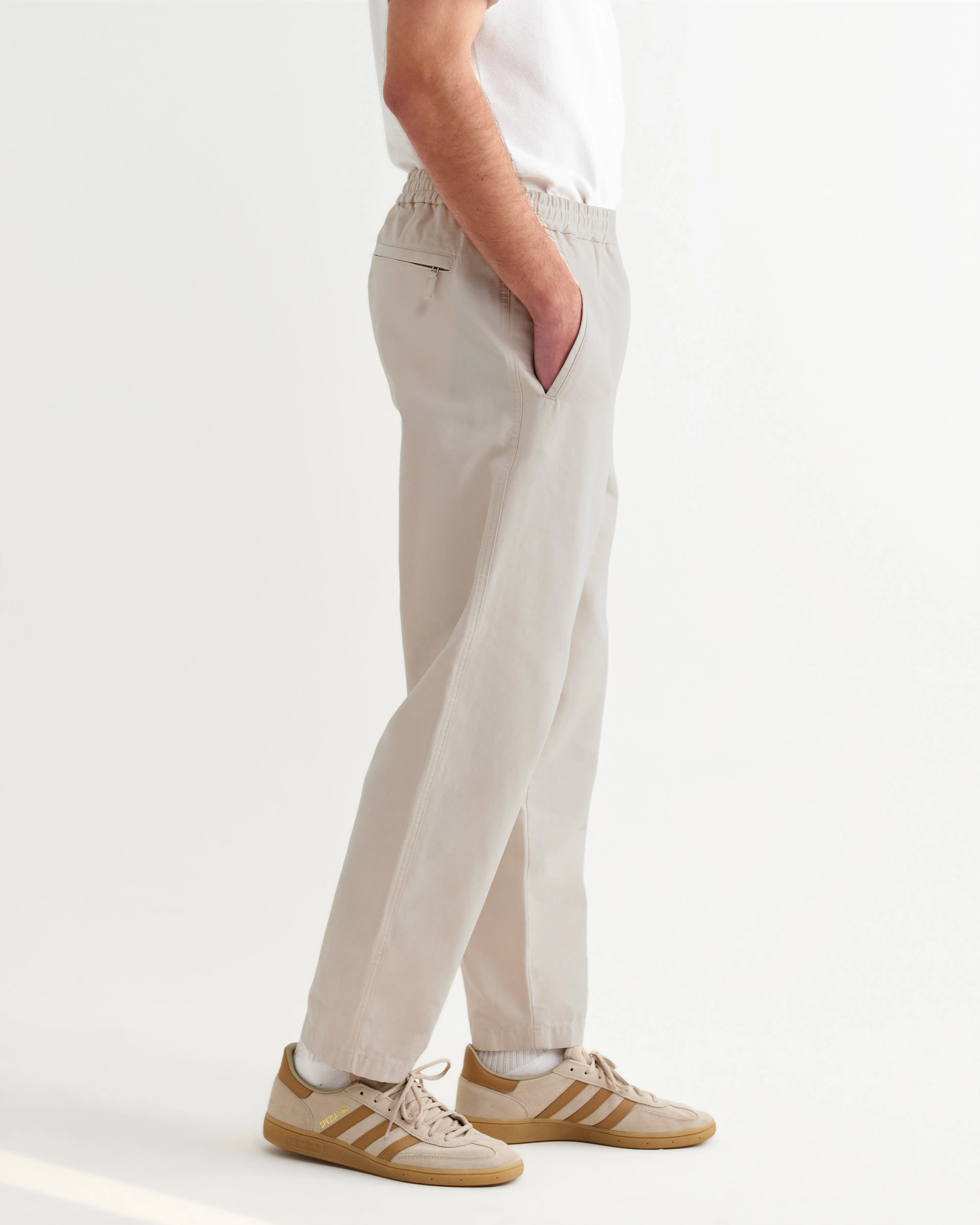 Tyne - Stone Cotton Tencel Loose Fit Trousers sold by Wax London product image thumbnail 4