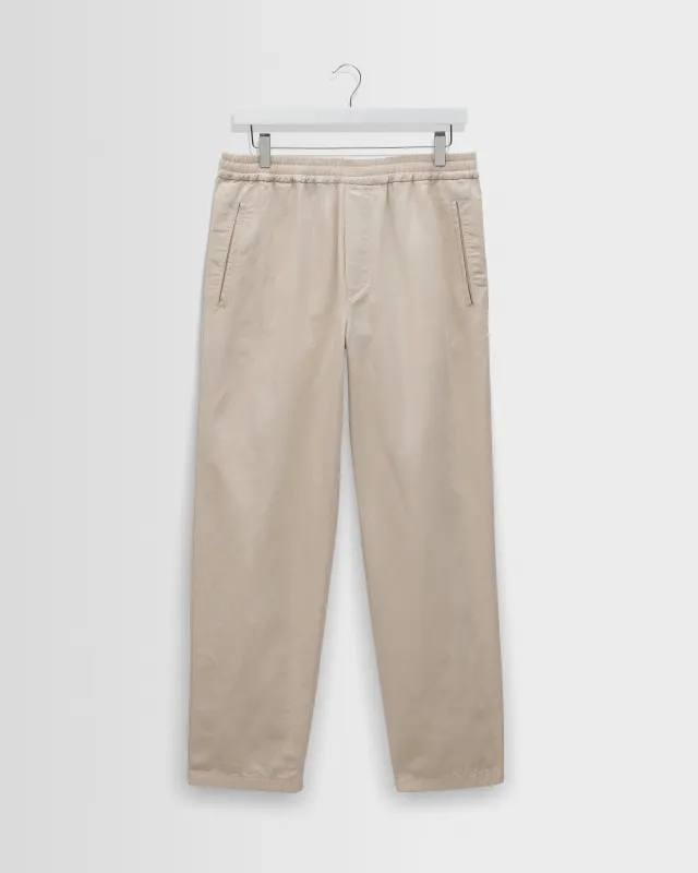 Tyne - Stone Cotton Tencel Loose Fit Trousers made by Wax London