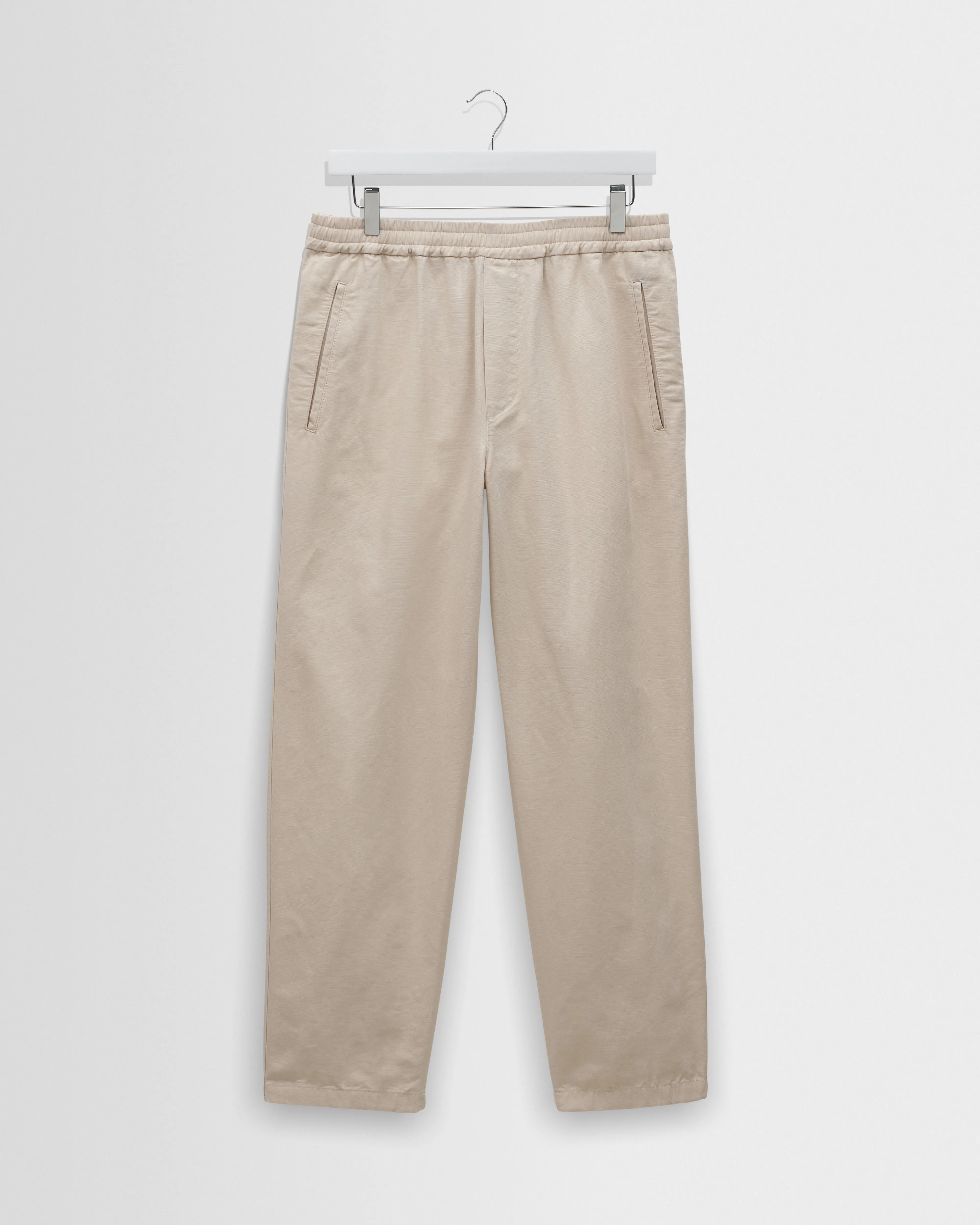 Tyne - Stone Cotton Tencel Loose Fit Trousers sold by Wax London
