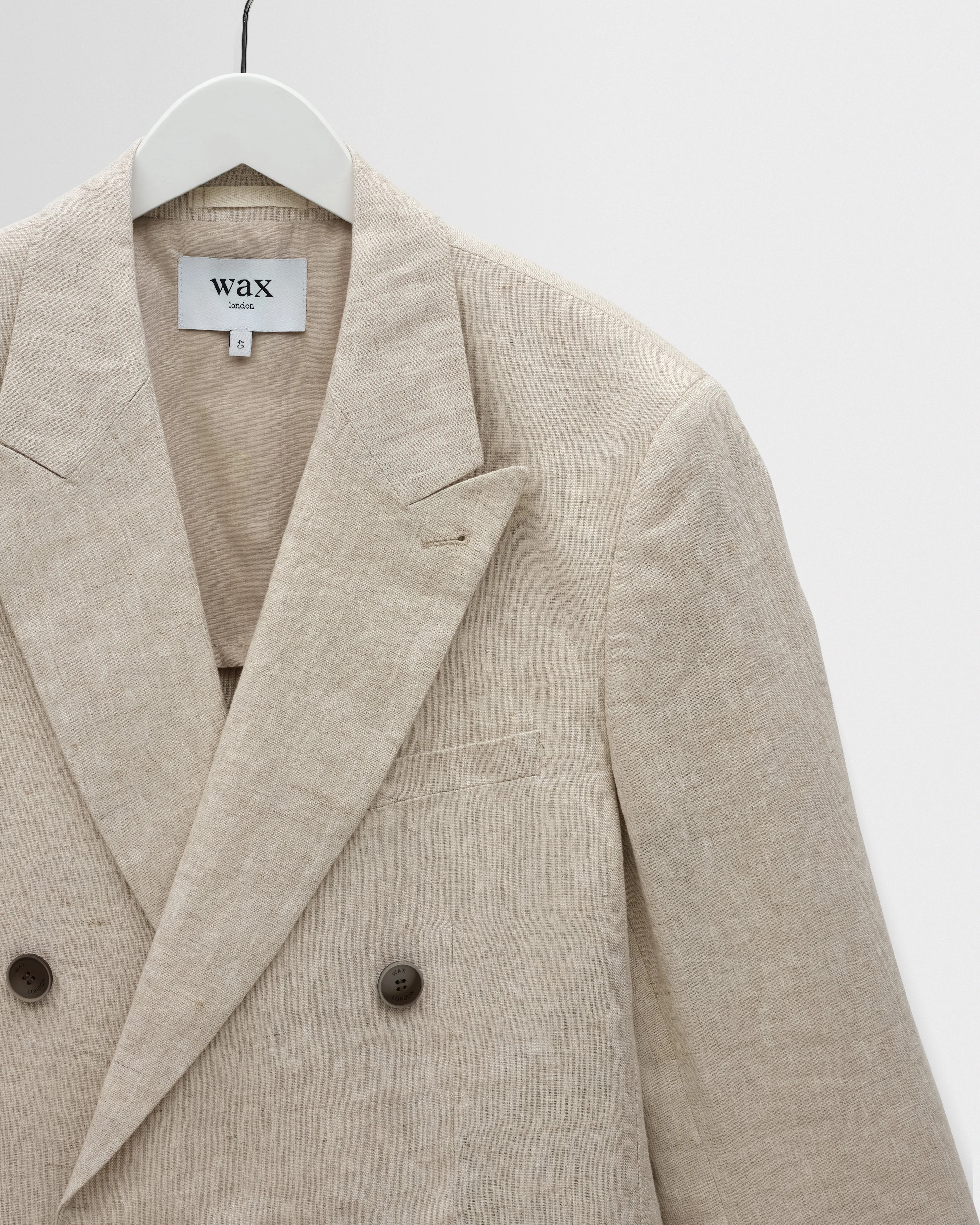Vigo - Natural Linen Double-Breasted Blazer sold by Wax London product image thumbnail 2