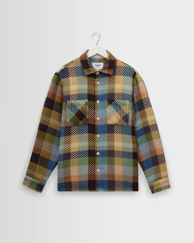 Whiting - Khaki And Multicolour Pike Check Overshirt sold by Wax London