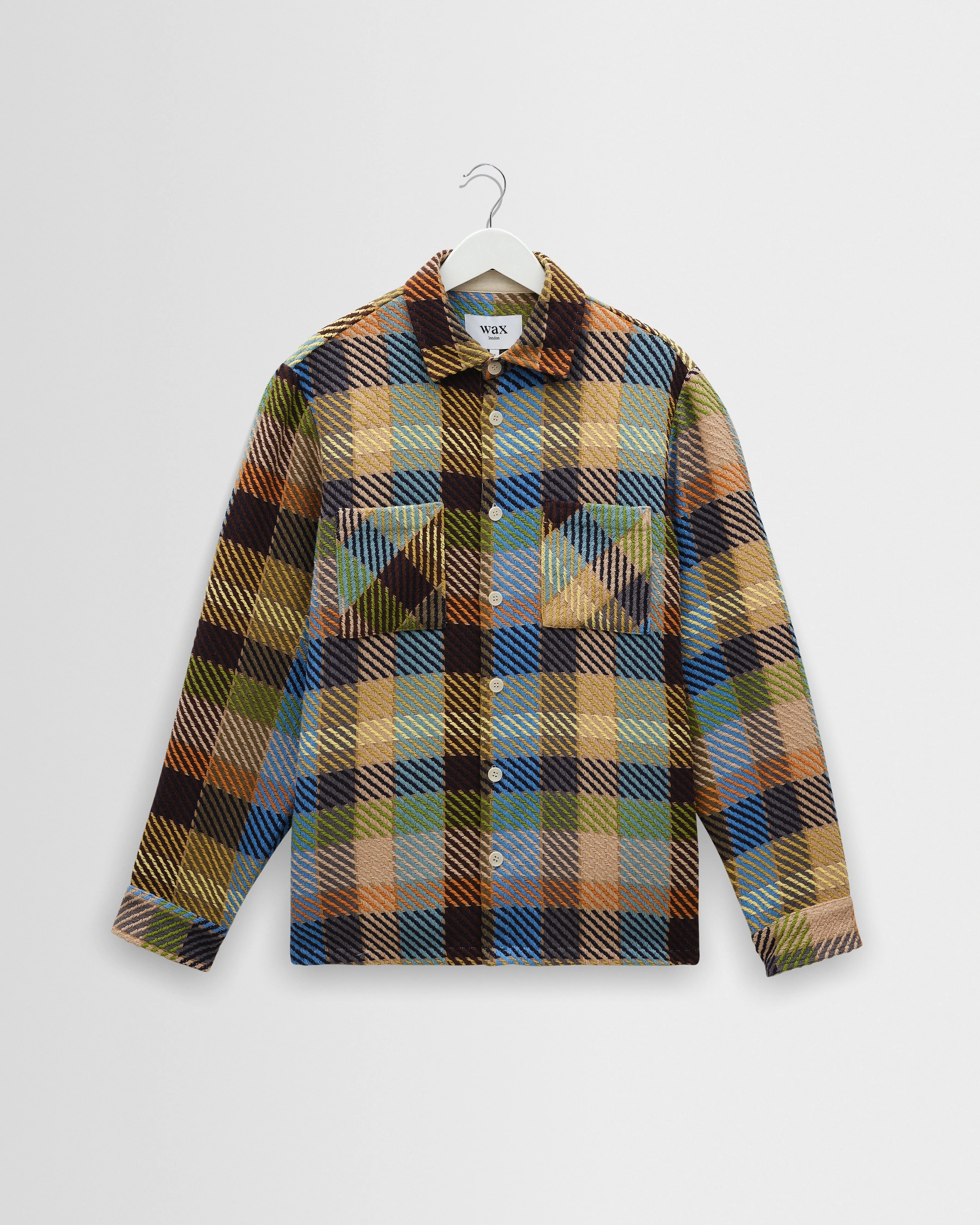 Whiting - Khaki And Multicolour Pike Check Overshirt sold by Wax London