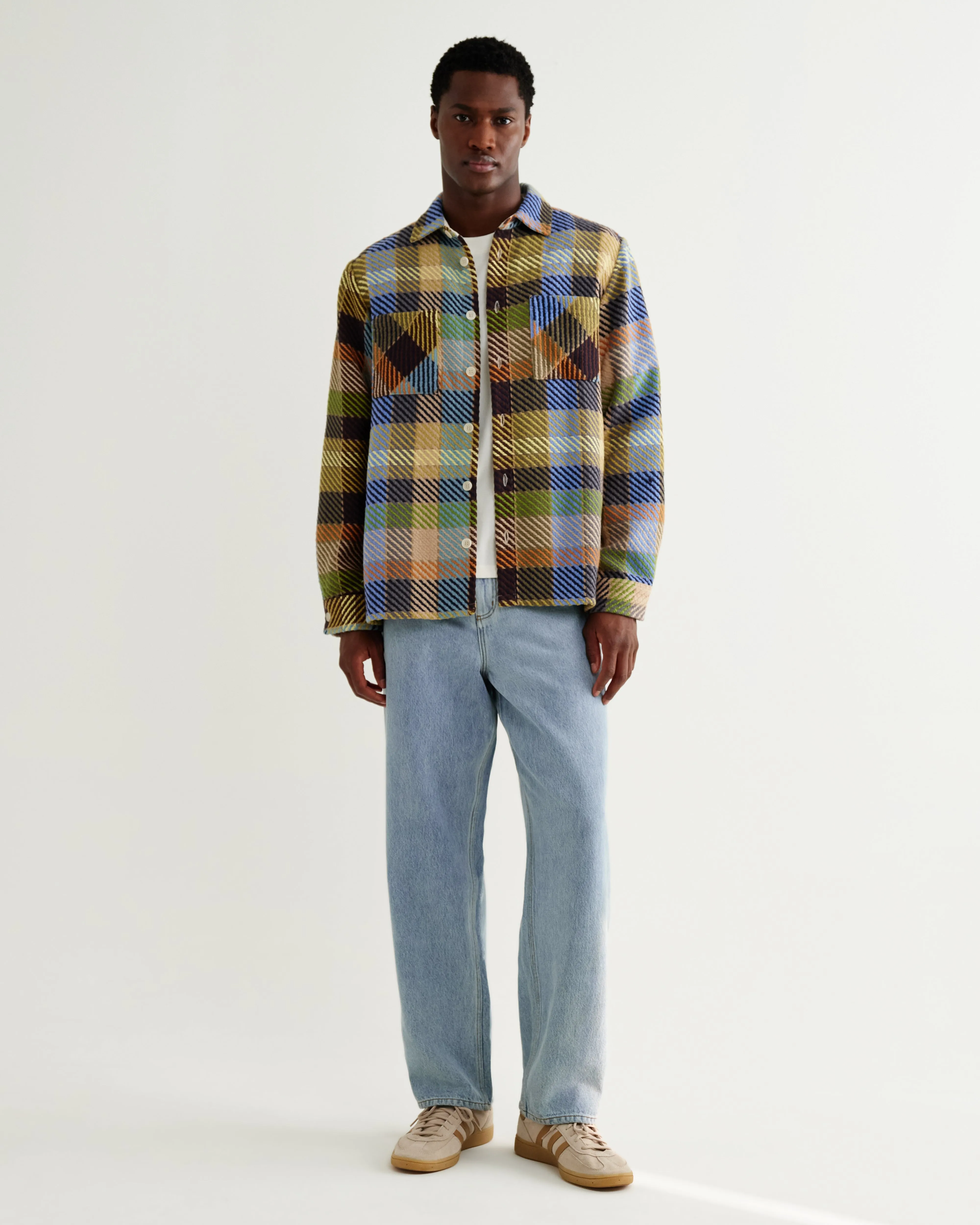 Whiting - Khaki And Multicolour Pike Check Overshirt sold by Wax London product image thumbnail 4