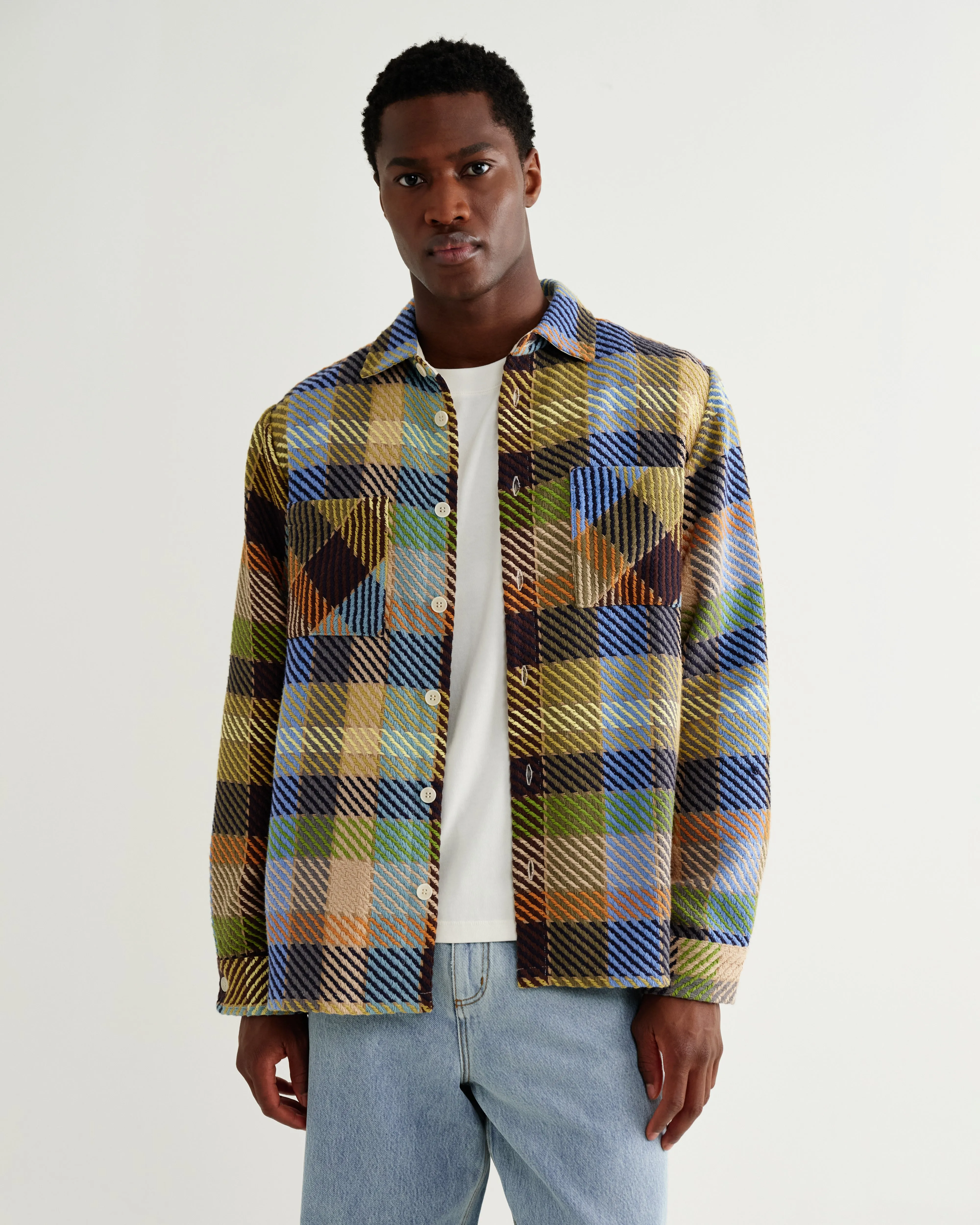 Whiting - Khaki And Multicolour Pike Check Overshirt sold by Wax London product image thumbnail 2