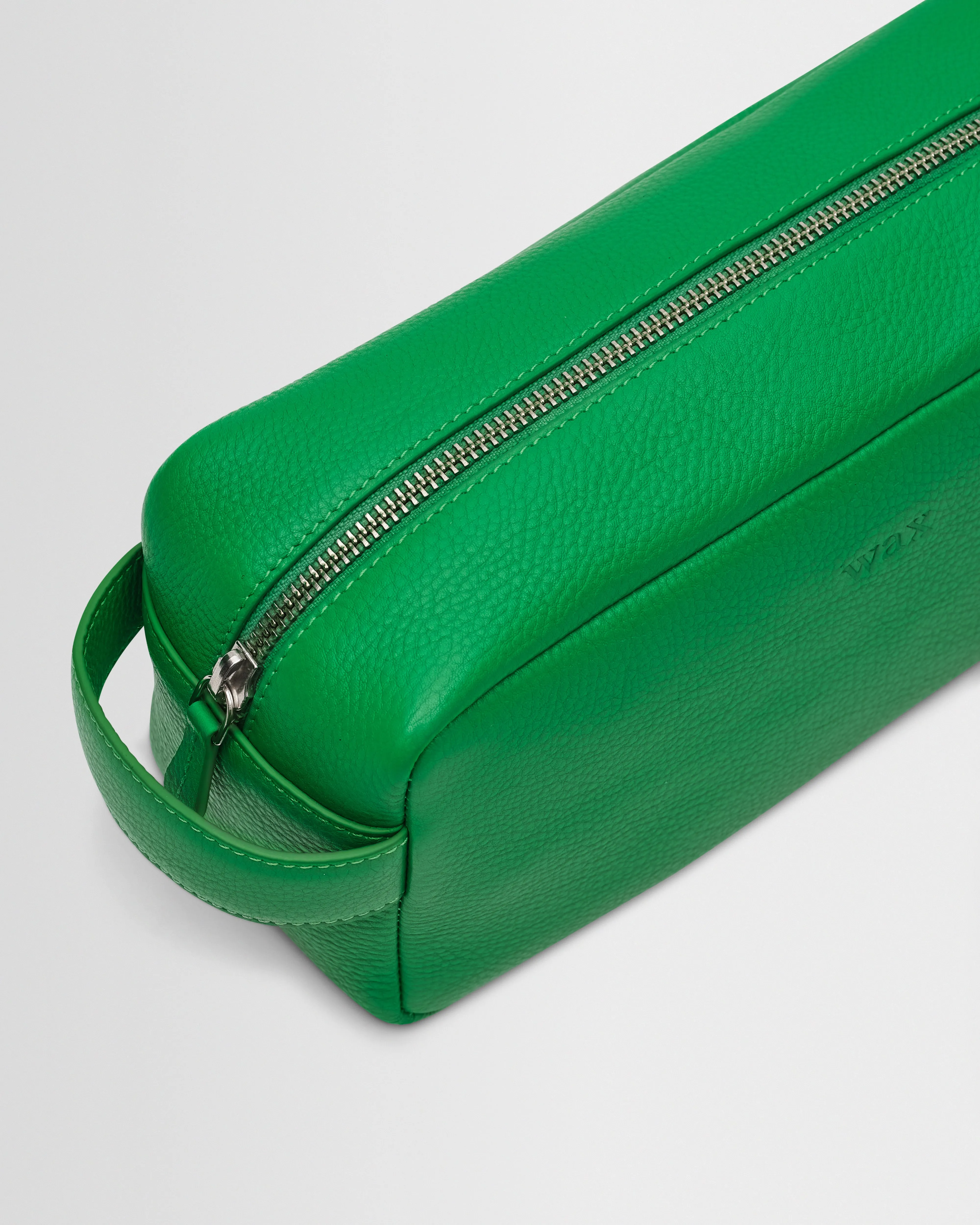 Wells - Bright Green Grain Leather Washbag sold by Wax London product image thumbnail 3