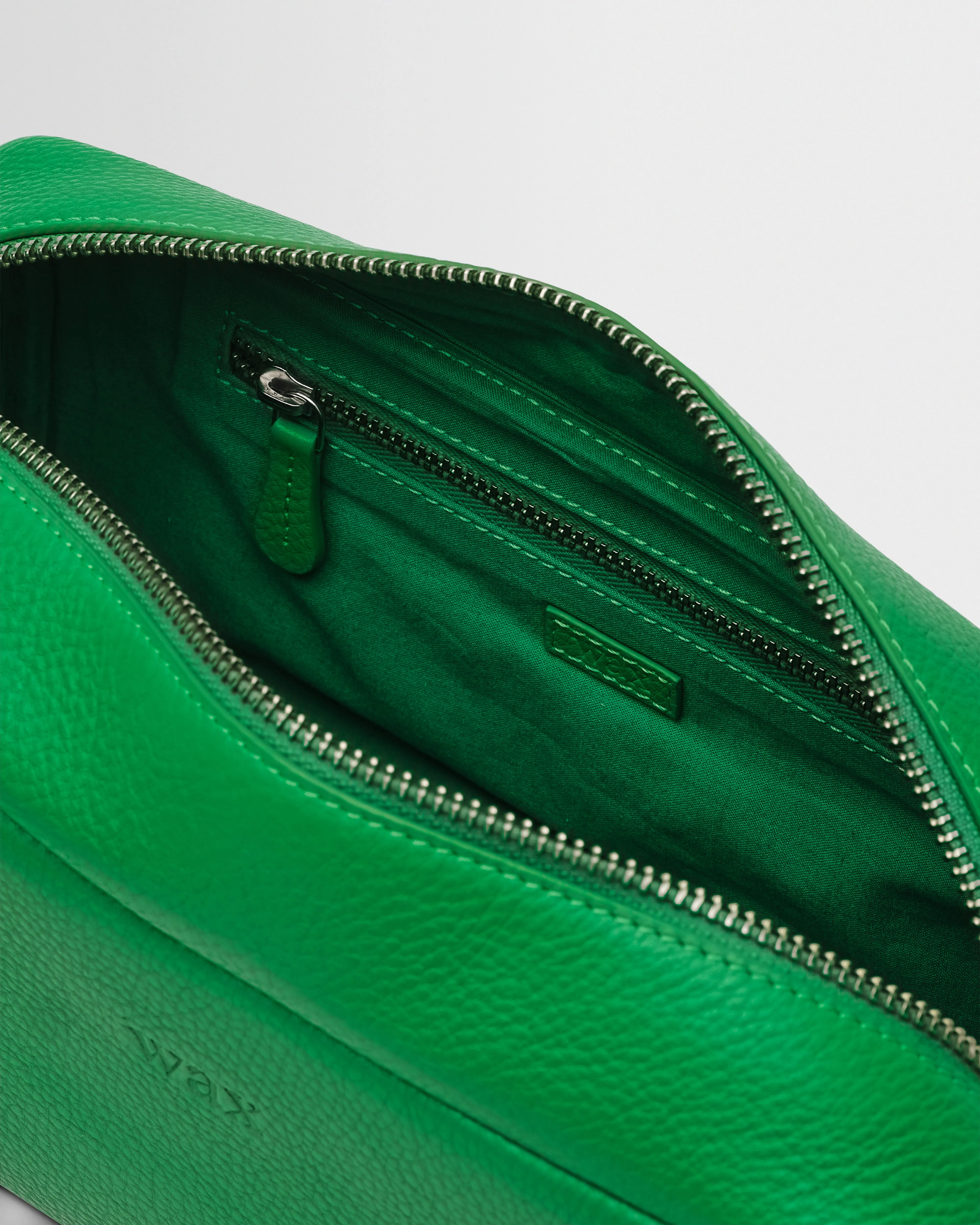 Wells - Bright Green Grain Leather Washbag sold by Wax London product image thumbnail 4