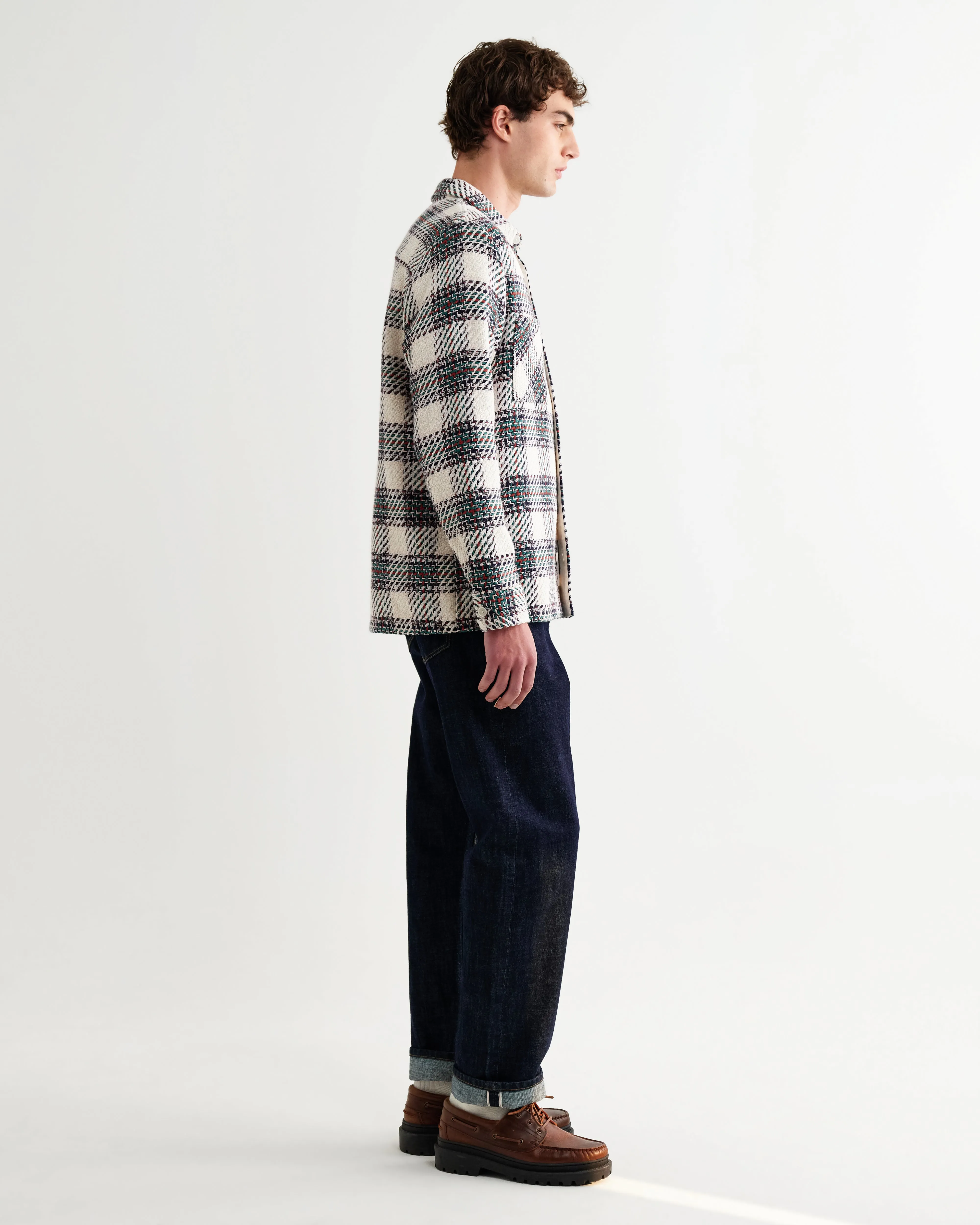 Whiting - Ecru And Green Hutton Check Overshirt sold by Wax London product image thumbnail 5